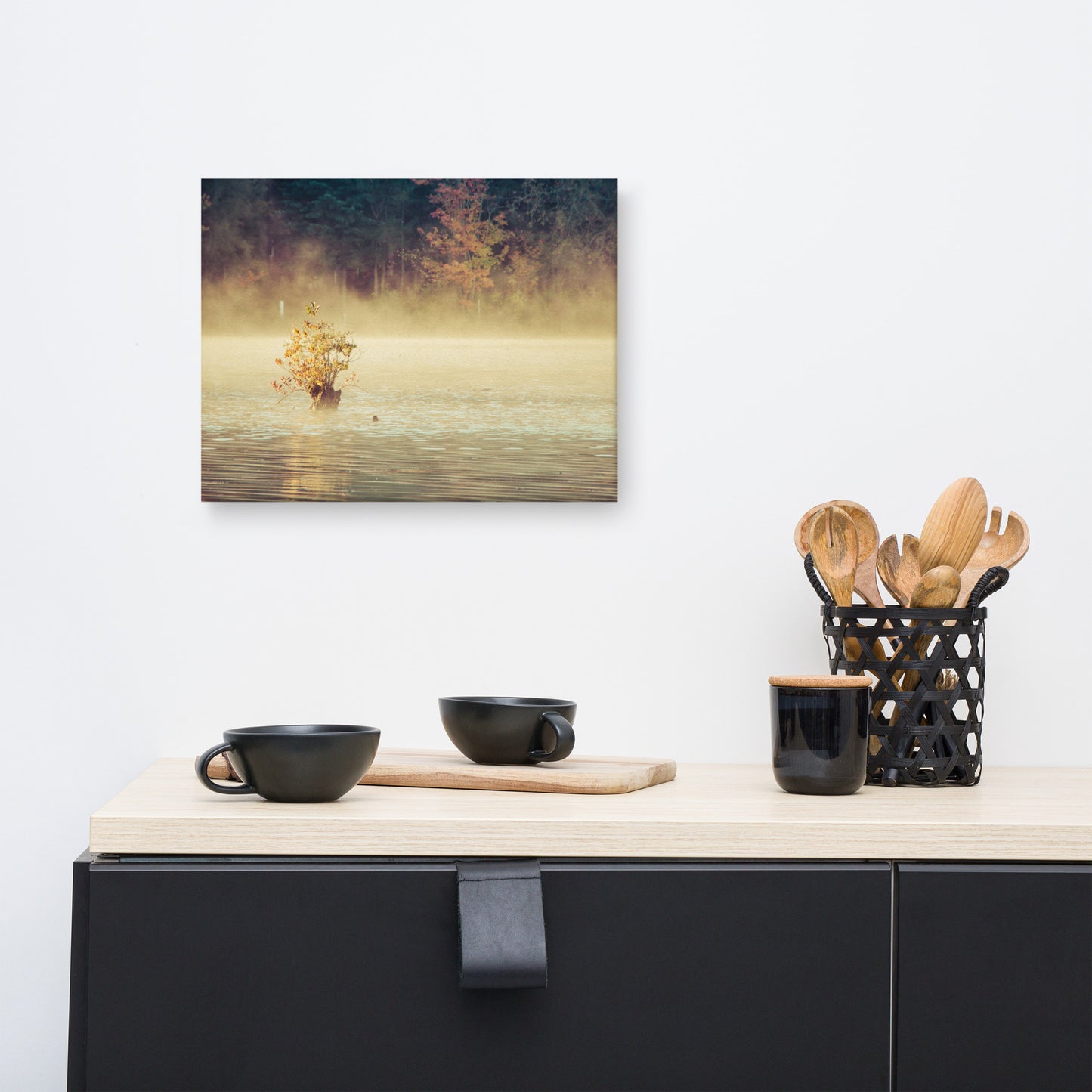 Golden Mist on Waples Pond Rural Landscape Photo Canvas Wall Art Prints