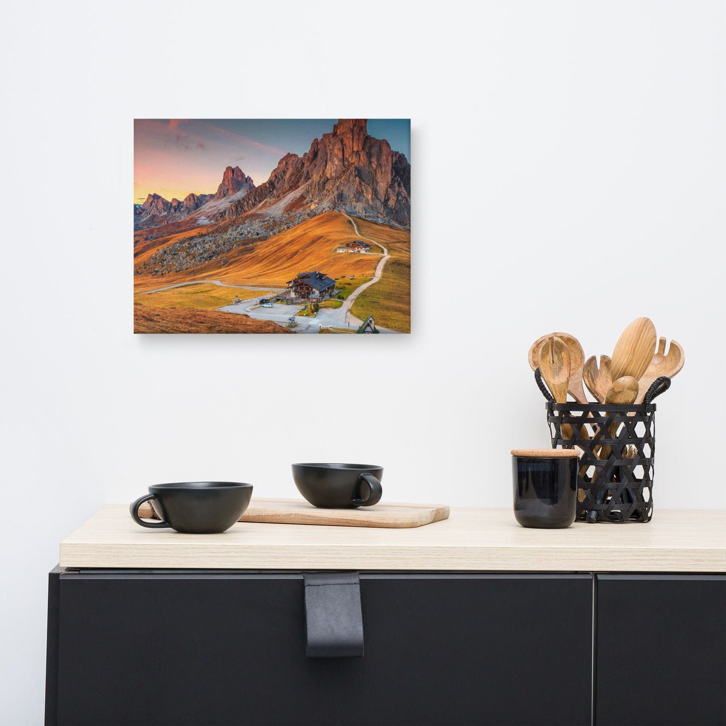 Majestic Sunset and Alpine Mountain Pass Rural Landscape Photo Canvas Wall Art Prints