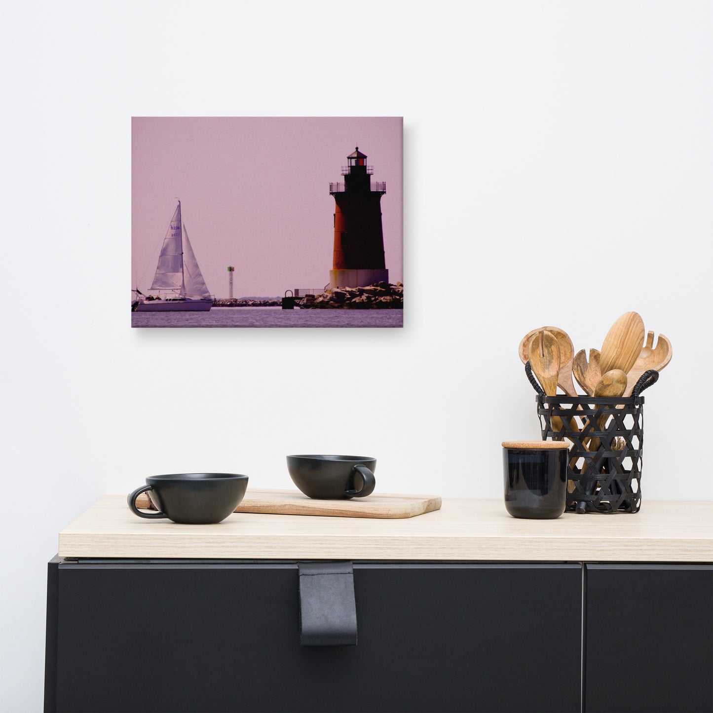 Sailing in the Bay Color Coastal Landscape Canvas Wall Art Prints