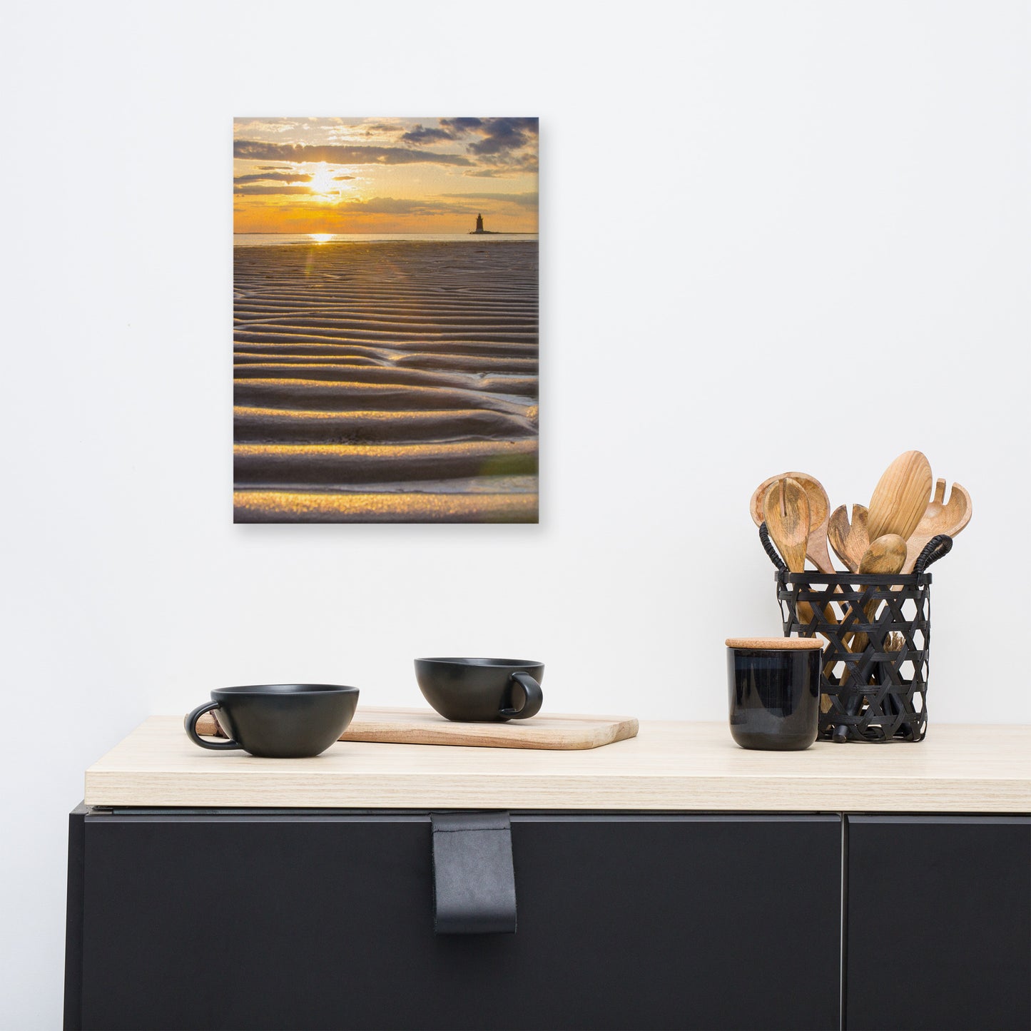 Sandbars and Sunset Coastal Landscape Canvas Wall Art Prints