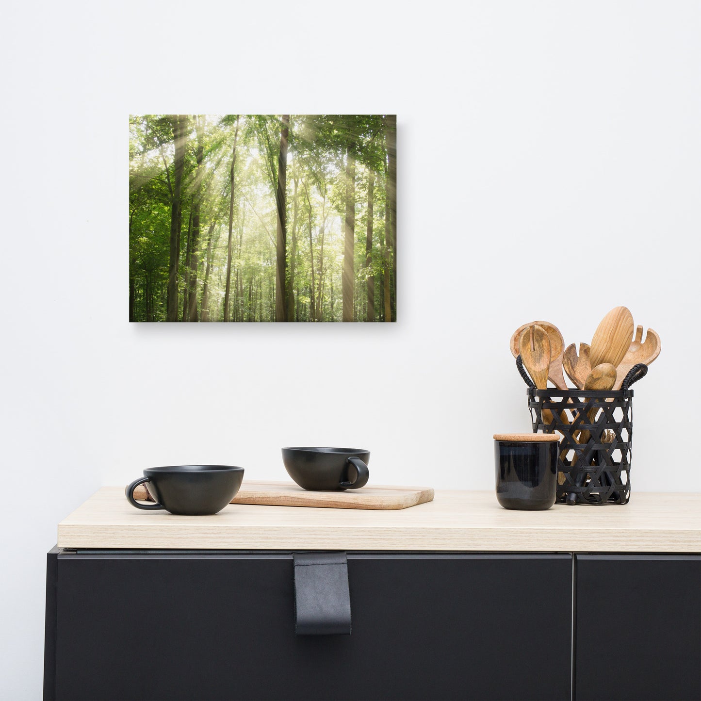 Sun Rays Through Treetops Rural Landscape Canvas Wall Art Prints