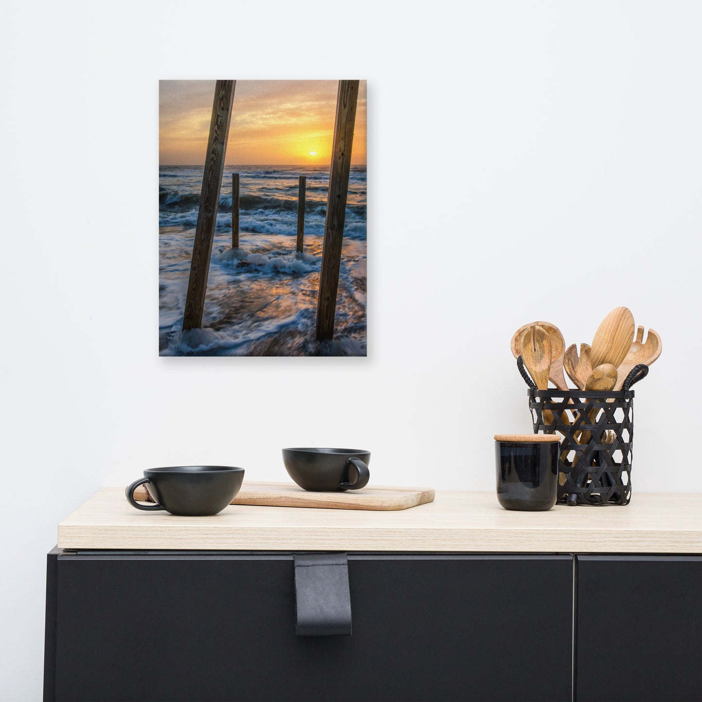 Sunrise Between the Pillars Coastal Landscape Canvas Wall Art Prints