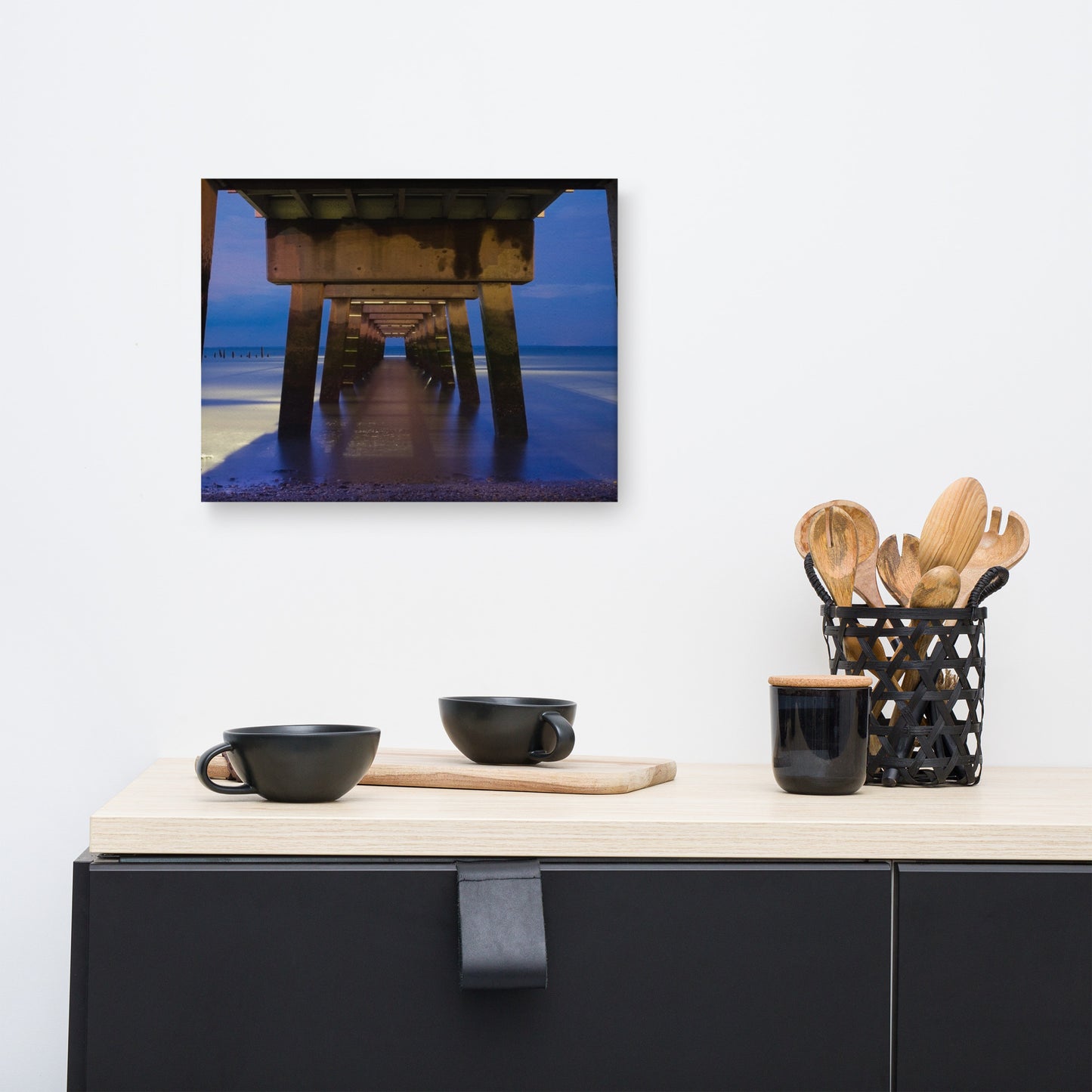 Under the Pier Architectural Coastal Landscape Photograph Canvas Wall Art Prints