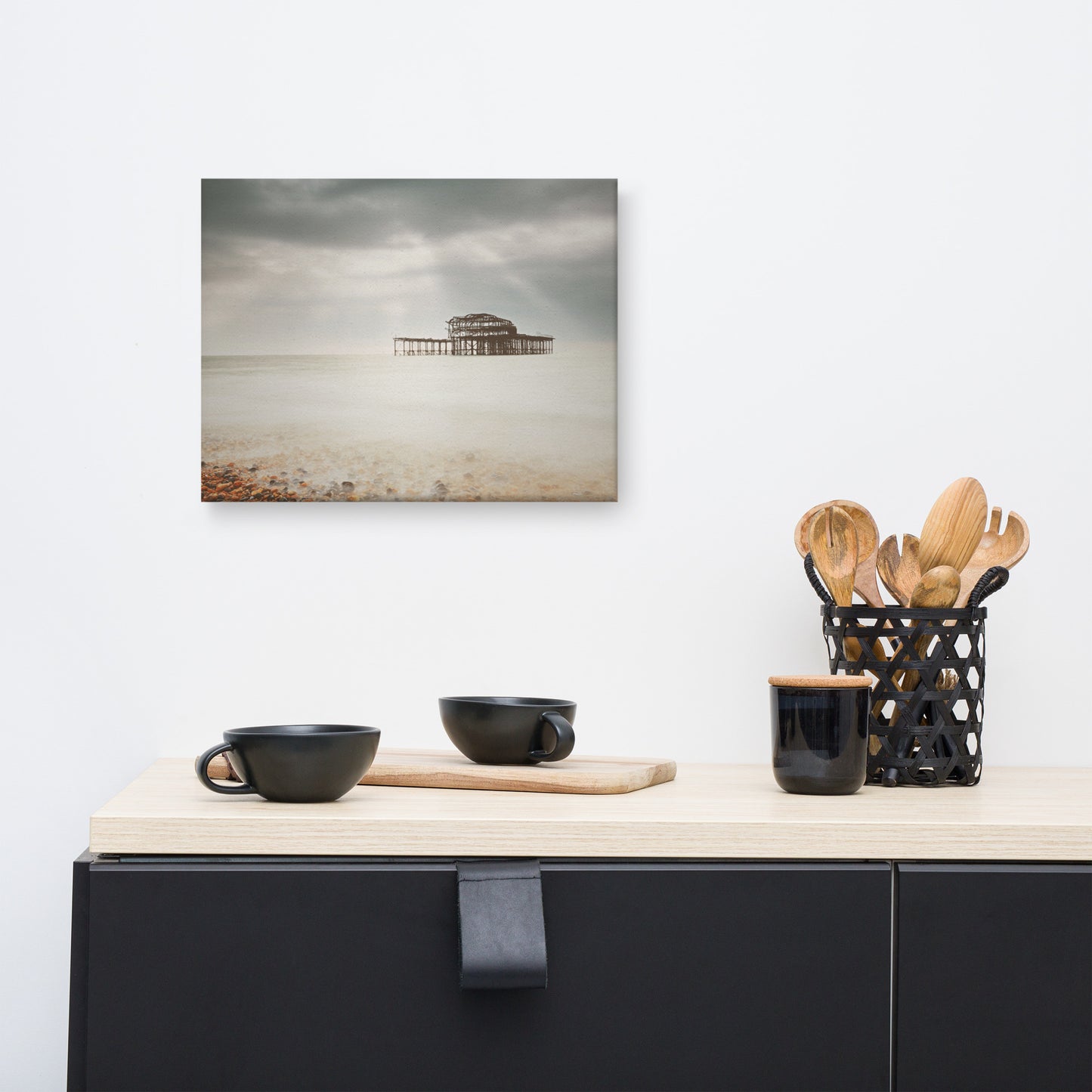 Dining Room Wall Canvas: Abandoned West Pier Warming Matte Effect - Coastal / Seascape / Nature / Landscape Photo Wall Art - Wall Decor - Artwork
