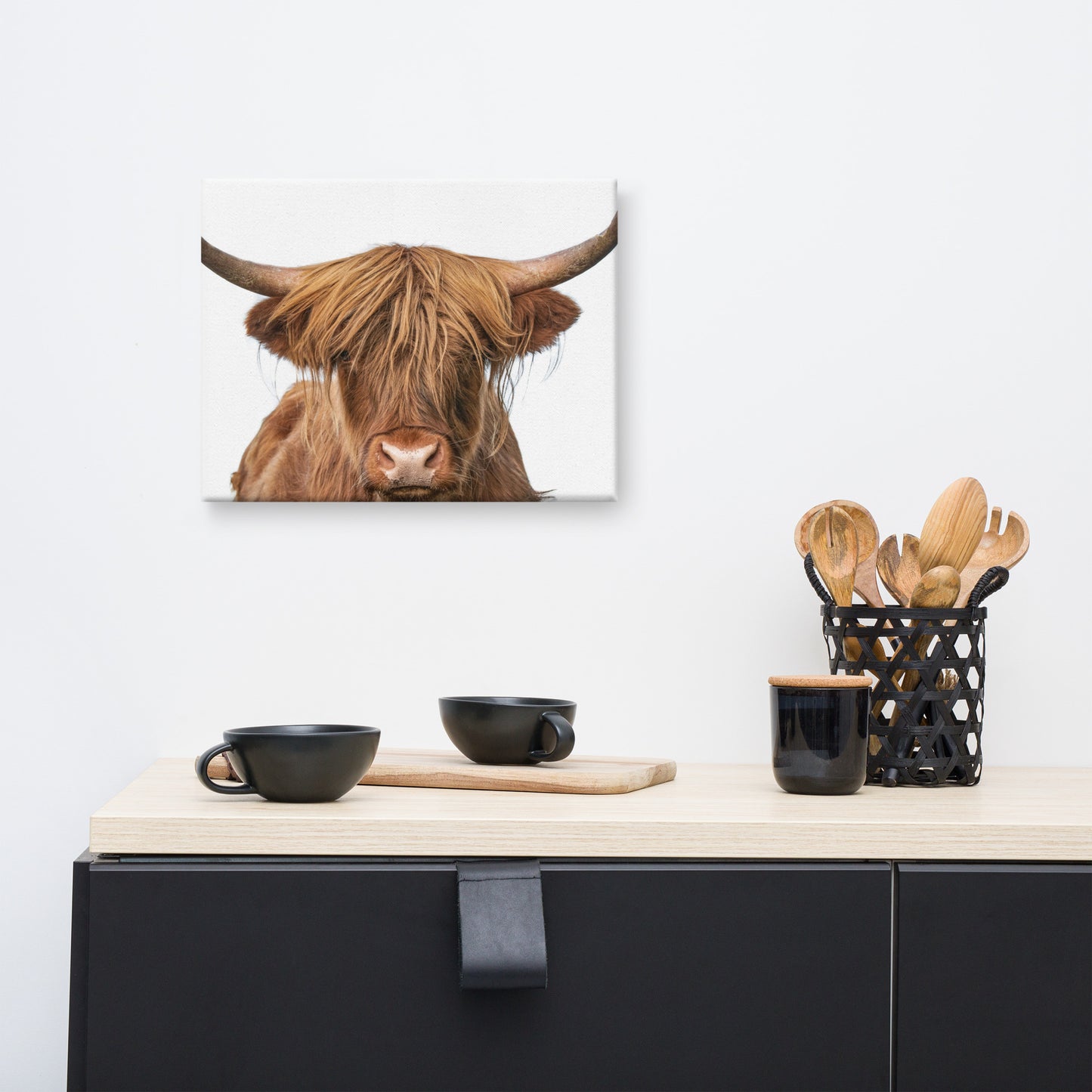 Golden Highland Cow Minimal Animal / Wildlife Photo Canvas Wall Art Prints