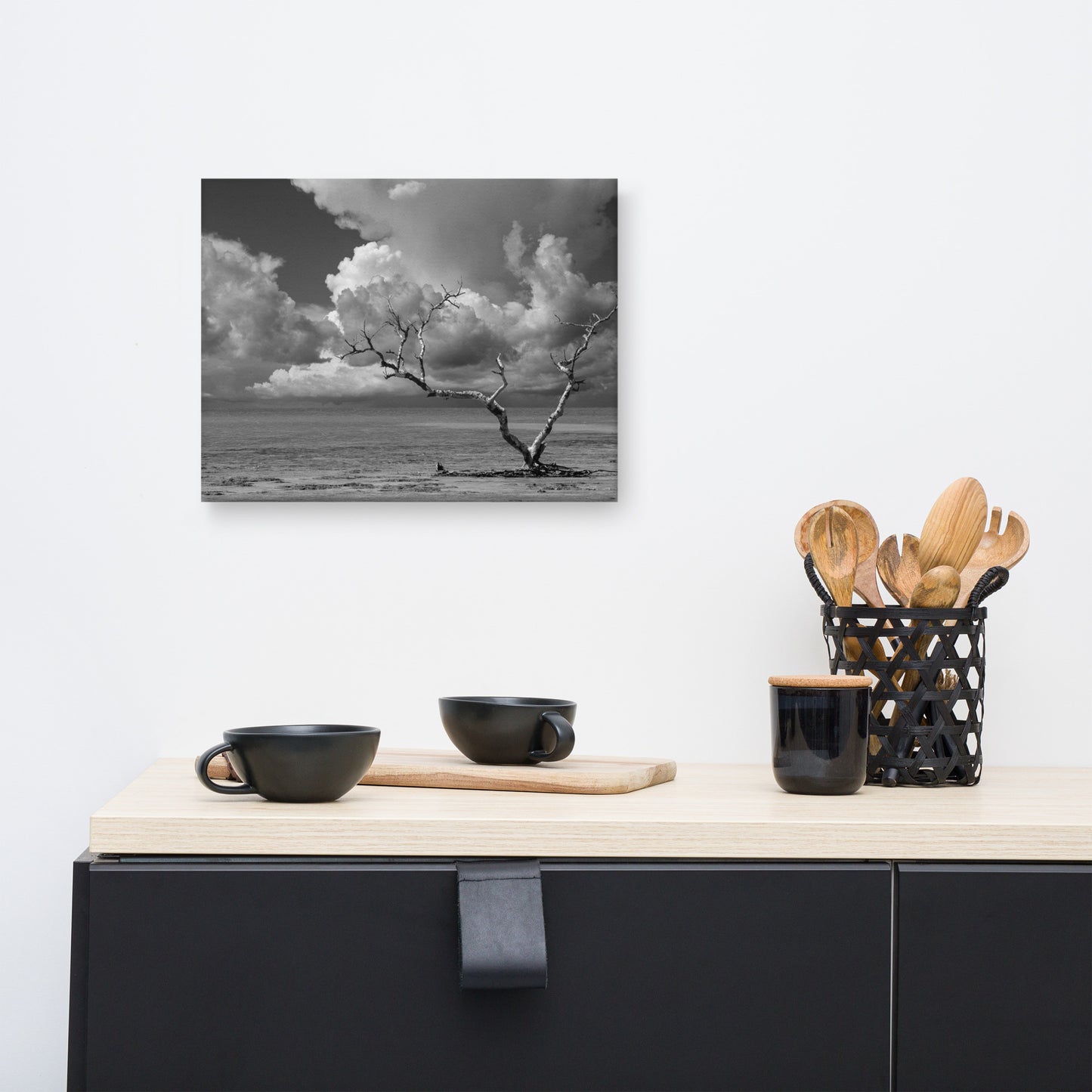 Wanderlust High Contrast Black and White Coastal Landscape Photo Canvas Wall Art Print