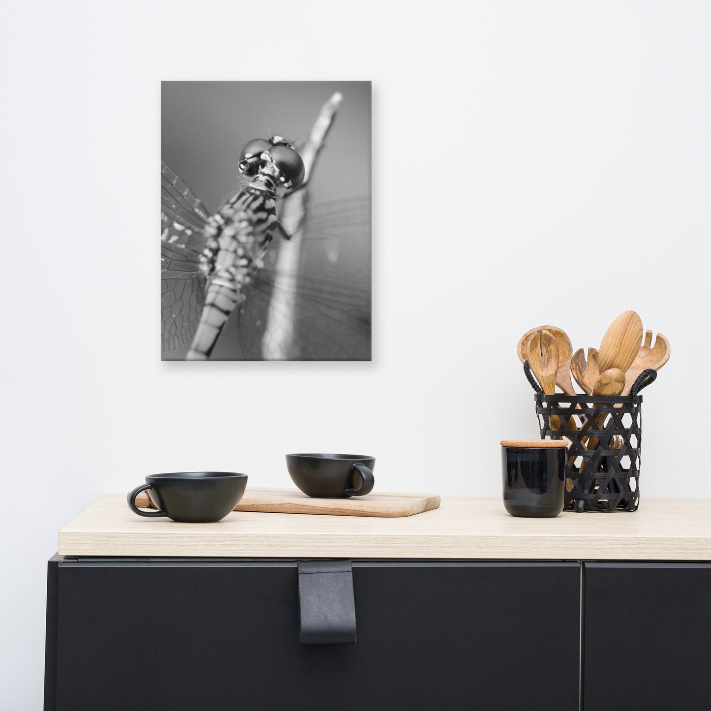 Dragonfly at Bombay Hook in Black and White Animal / Wildlife Photograph Canvas Wall Art Prints