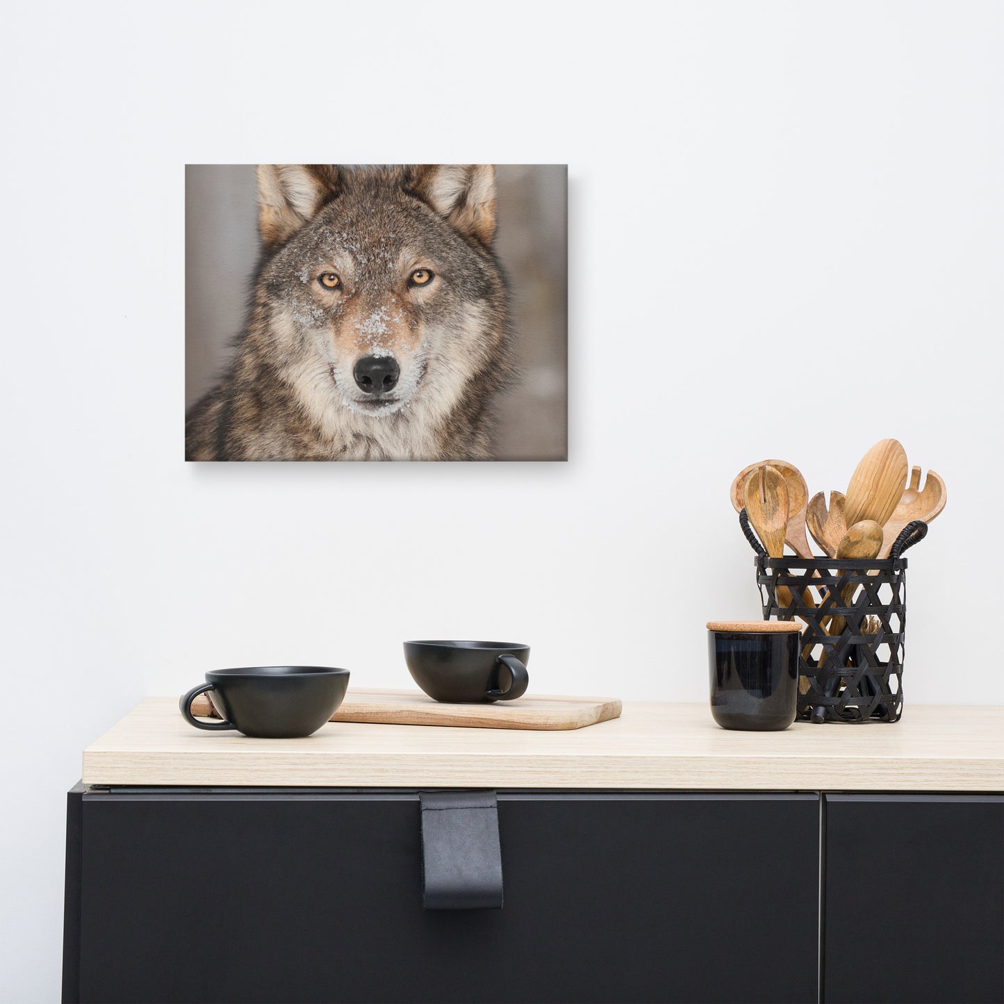 Portrait of Gray Wolf In The Forest Animal Wildlife Nature Photograph Canvas Wall Art Prints