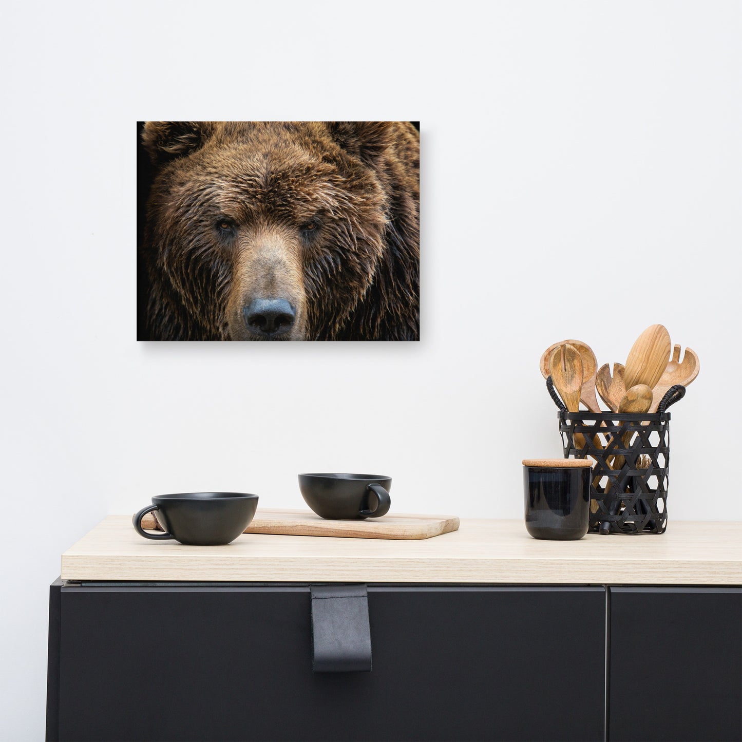 Brown Bear Face Close-up Animal Wildlife Photograph Canvas Wall Art Print