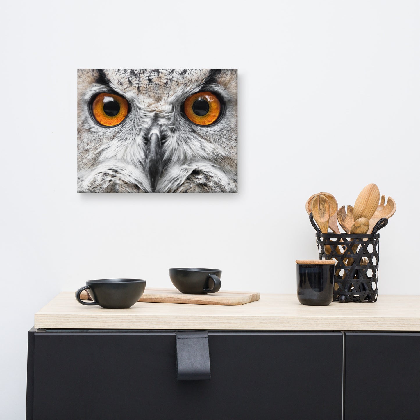 Close-up Yellow Owl Eyes Animal Wildlife Photograph Canvas Wall Art Print