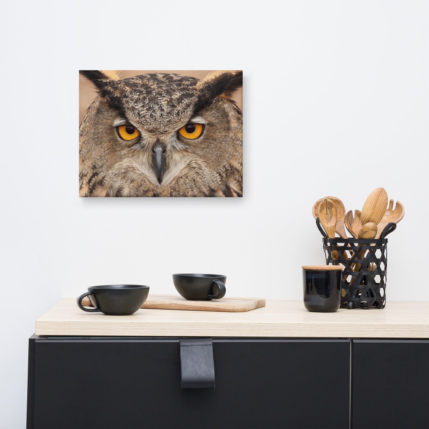 Close-up Yellow Eurasian Eagle Owl Wildlife Animal Canvas Wall Art Print