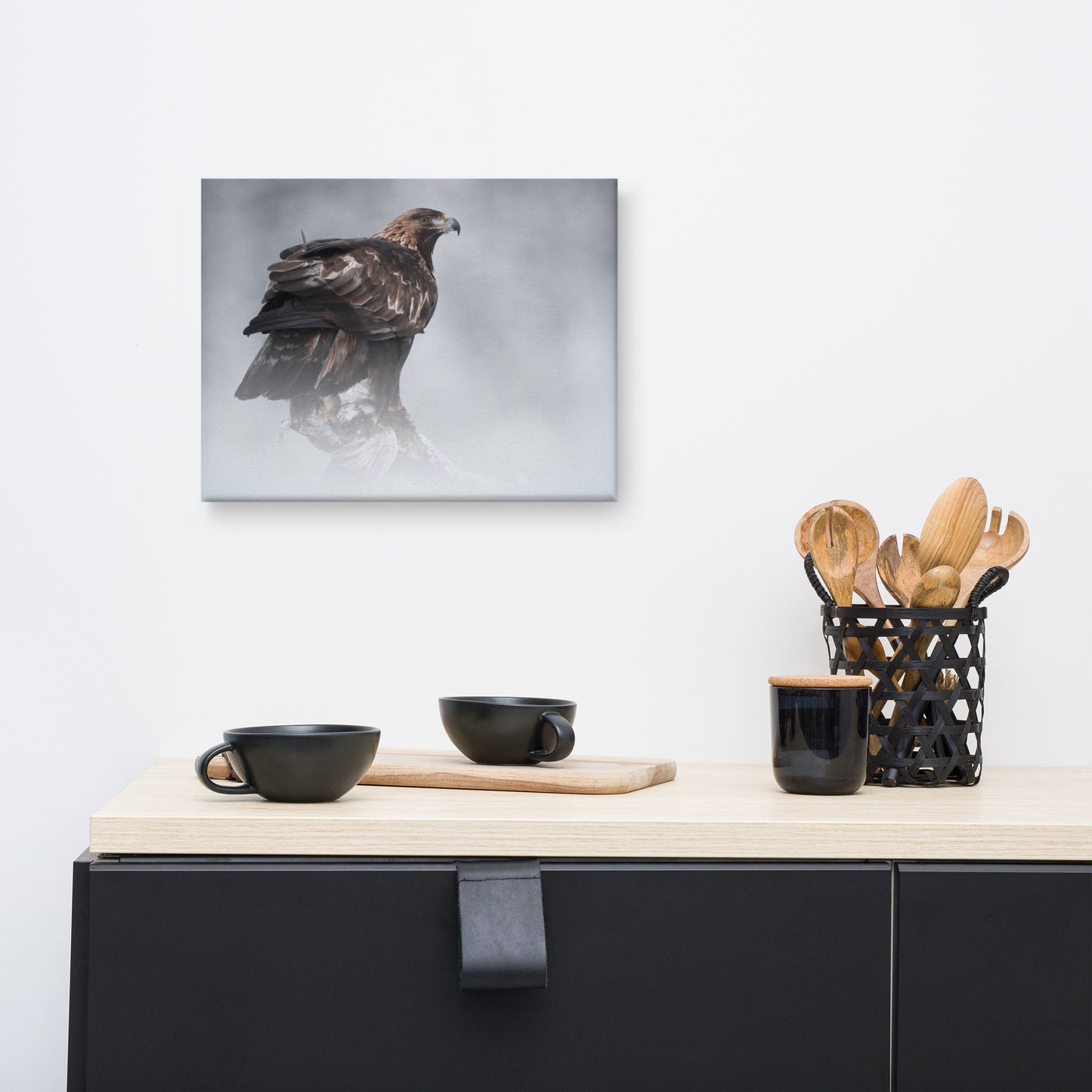 The Victor - Golden Eagle with Prey In The Mist Animal Wildlife Photograph Canvas Wall Art Prints
