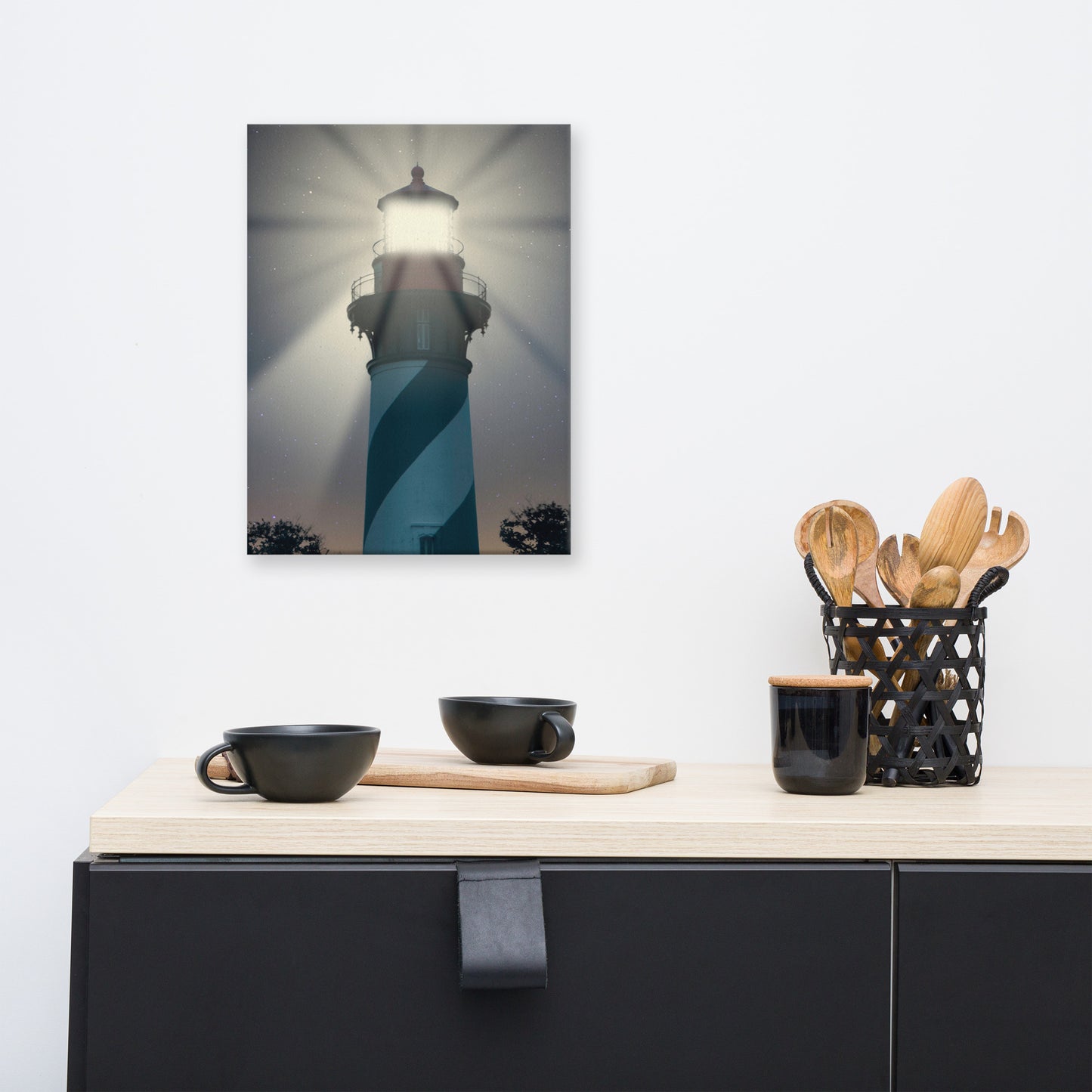 St. Augustine Lighthouse Night Light Photo Canvas Wall Art Print