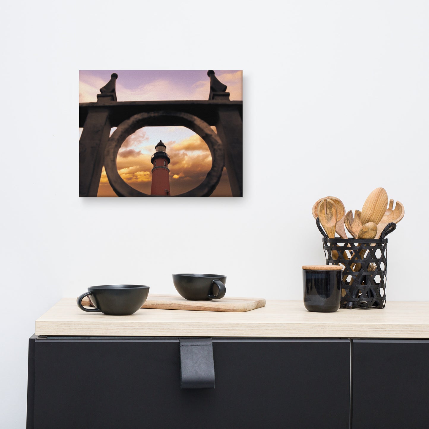 Ponce De Leon Lighthouse and Iron Fence Architectural Coastal Photo Canvas Wall Art Prints