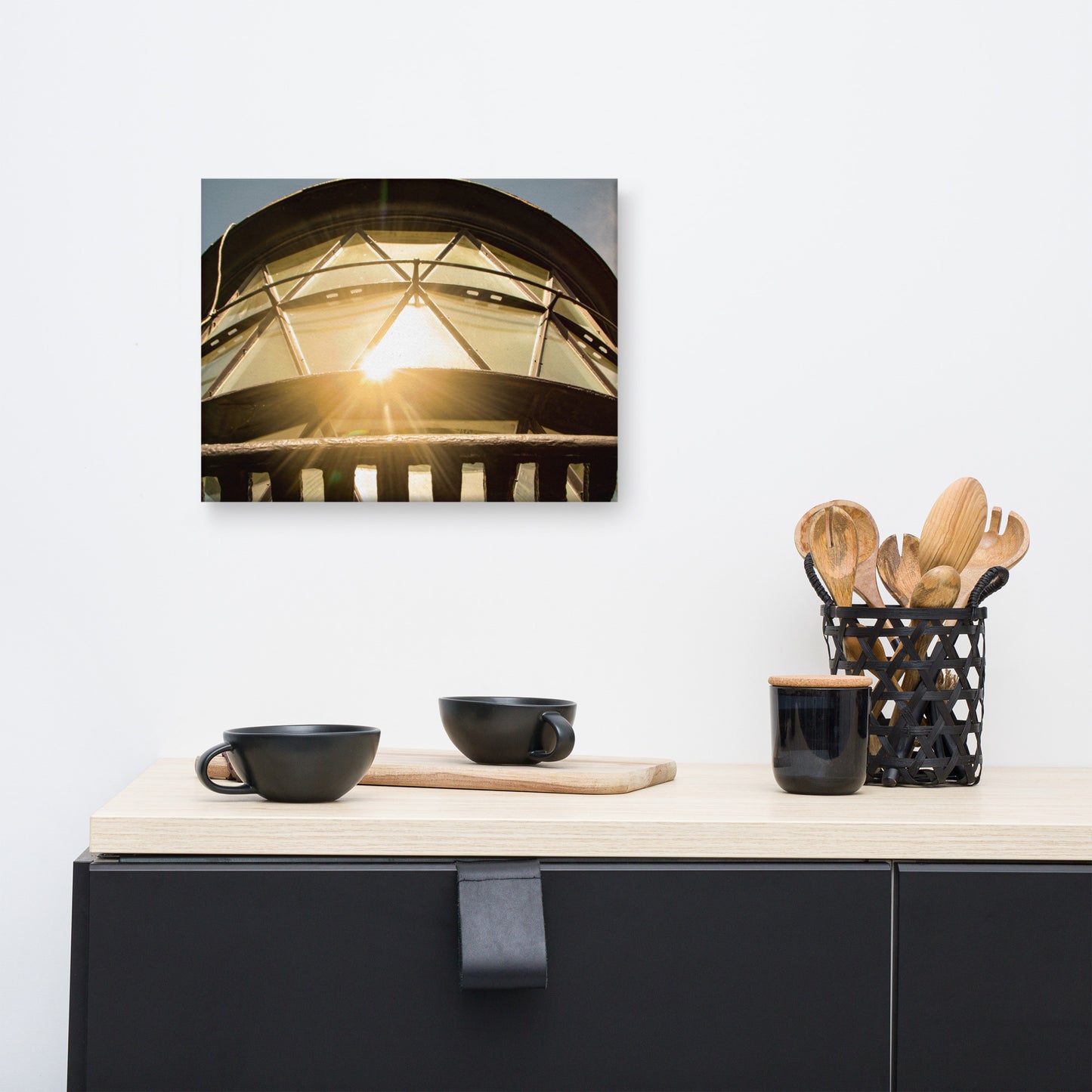 Sun Reflection on Glass Jupiter Lighthouse Canvas Wall Art Print
