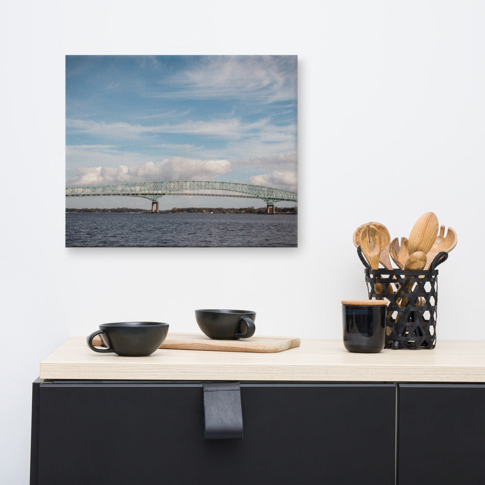Green Coastal Wall Art: Bridges of Jacksonville Florida 2 Landscape Photo Canvas Wall Art Print
