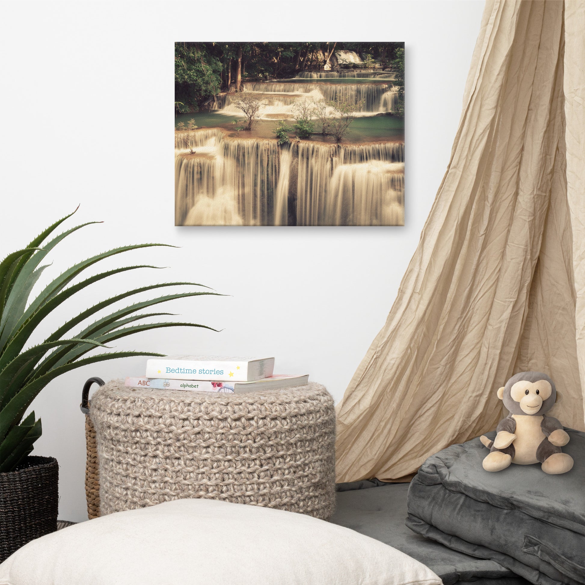 Misty Huay Mae Khamin Waterfall Thailand Landscape Photo Canvas Wall Art Prints