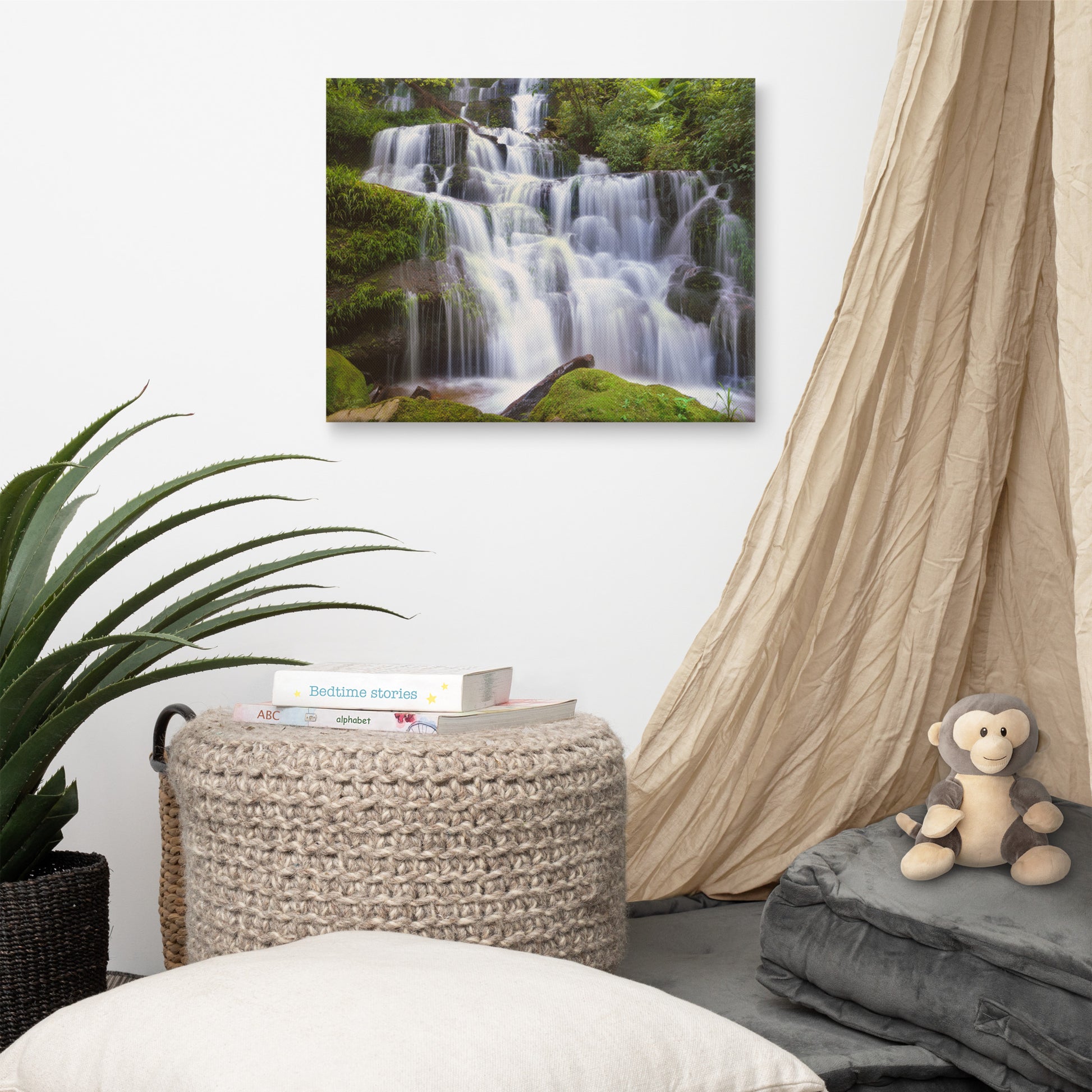 Cascading Water at Mun Daeng Waterfall Landscape Photo Canvas Wall Art Prints