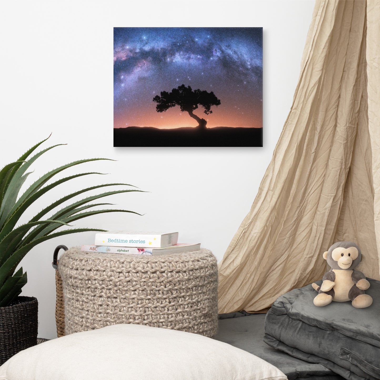 Milky Way Arch and Tree Night Galaxy Landscape Photo Canvas Wall Art Prints