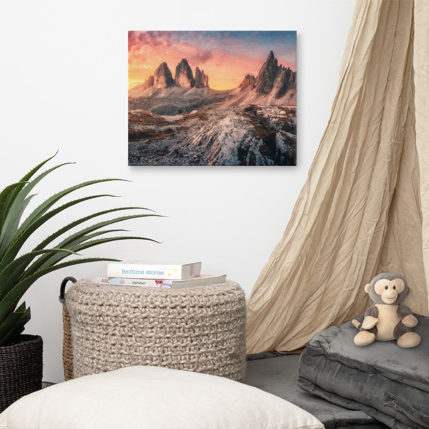 Mountains Colorful Cloudy Sunset 2 Landscape Photo Canvas Wall Art Prints