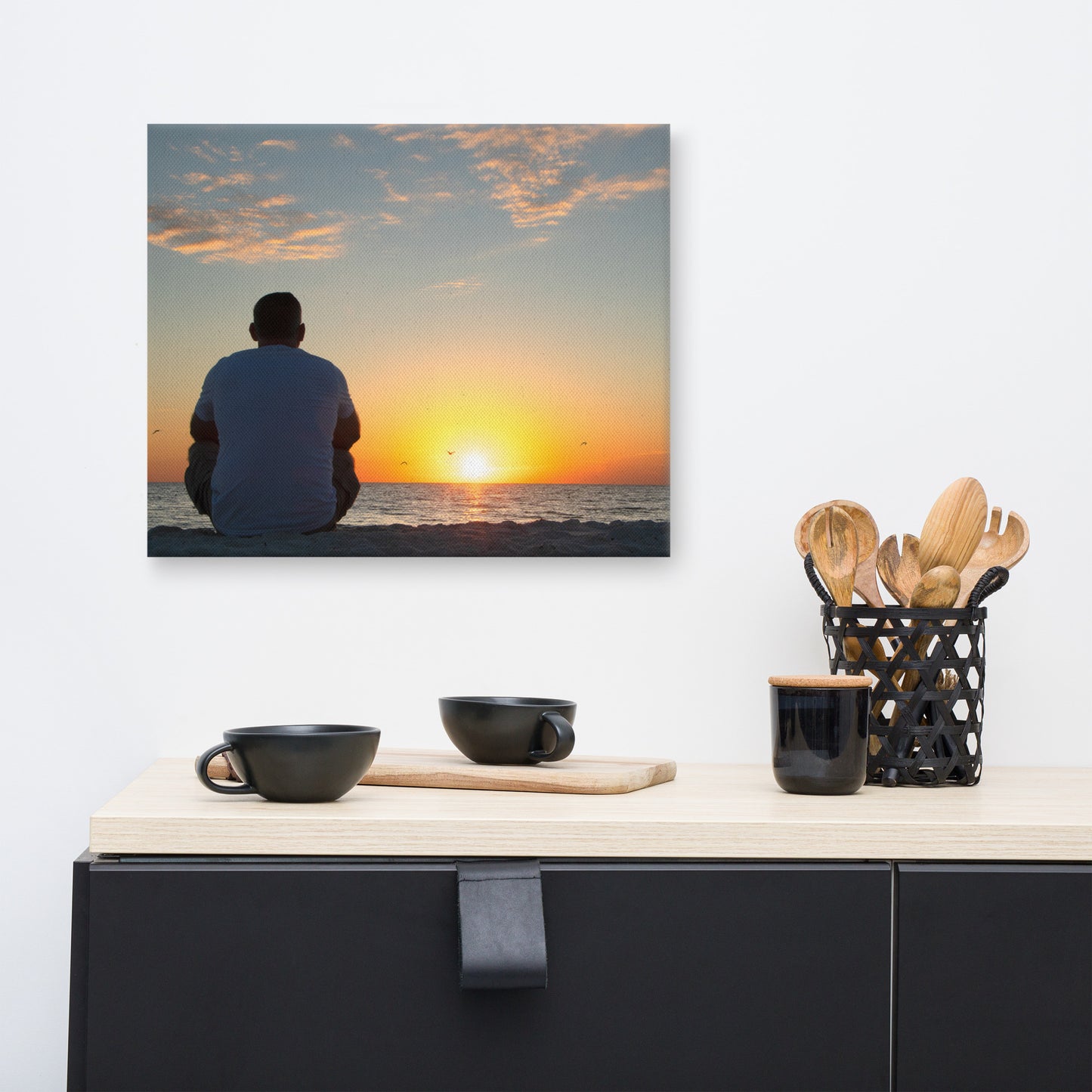 Reflections of The Day Coastal Sunset Landscape Photo Canvas Wall Art Print