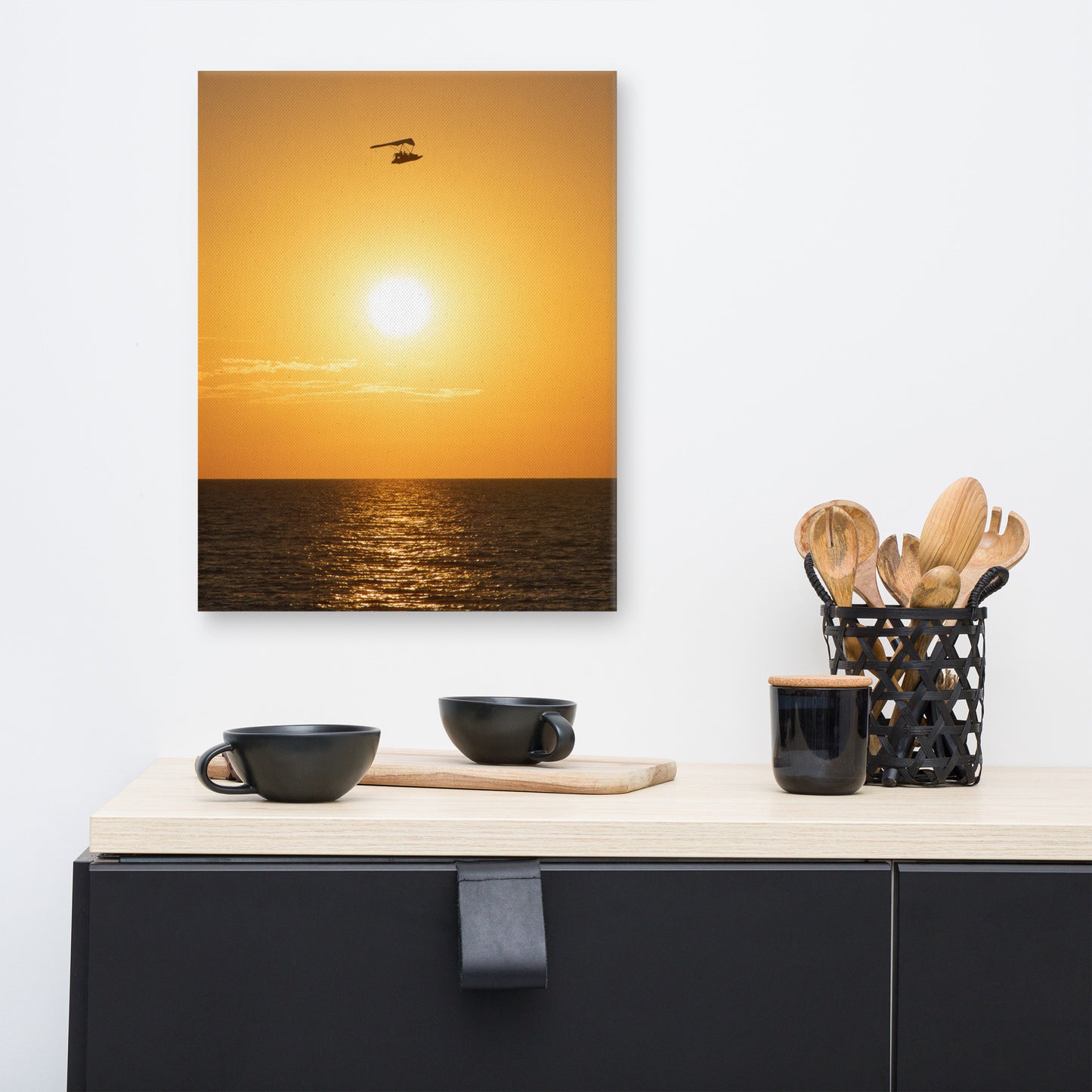 Flying High at Sunset Coastal Landscape Photo Canvas Wall Art Print