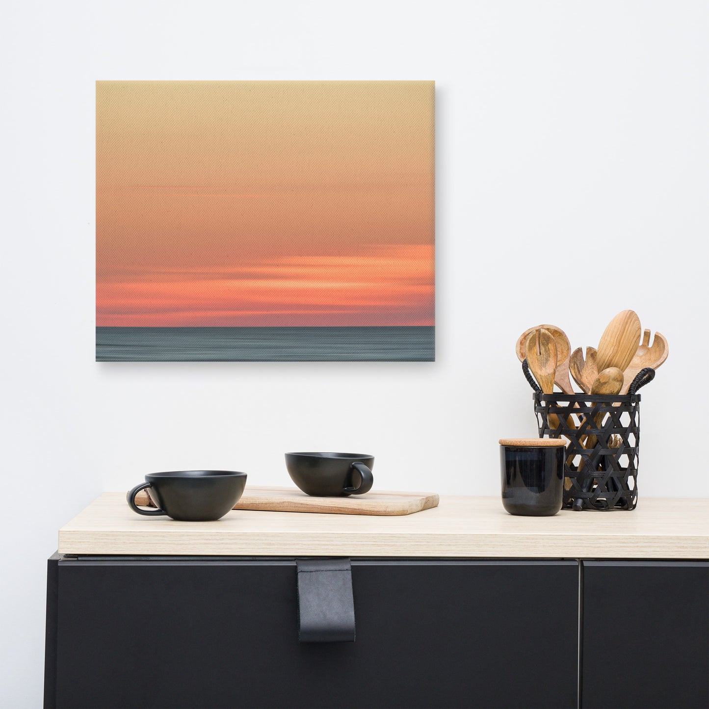 bathroom beach wall art, Abstract Color Blend Ocean Sunset Coastal Landscape Canvas - Beach Artwork Wall Decor