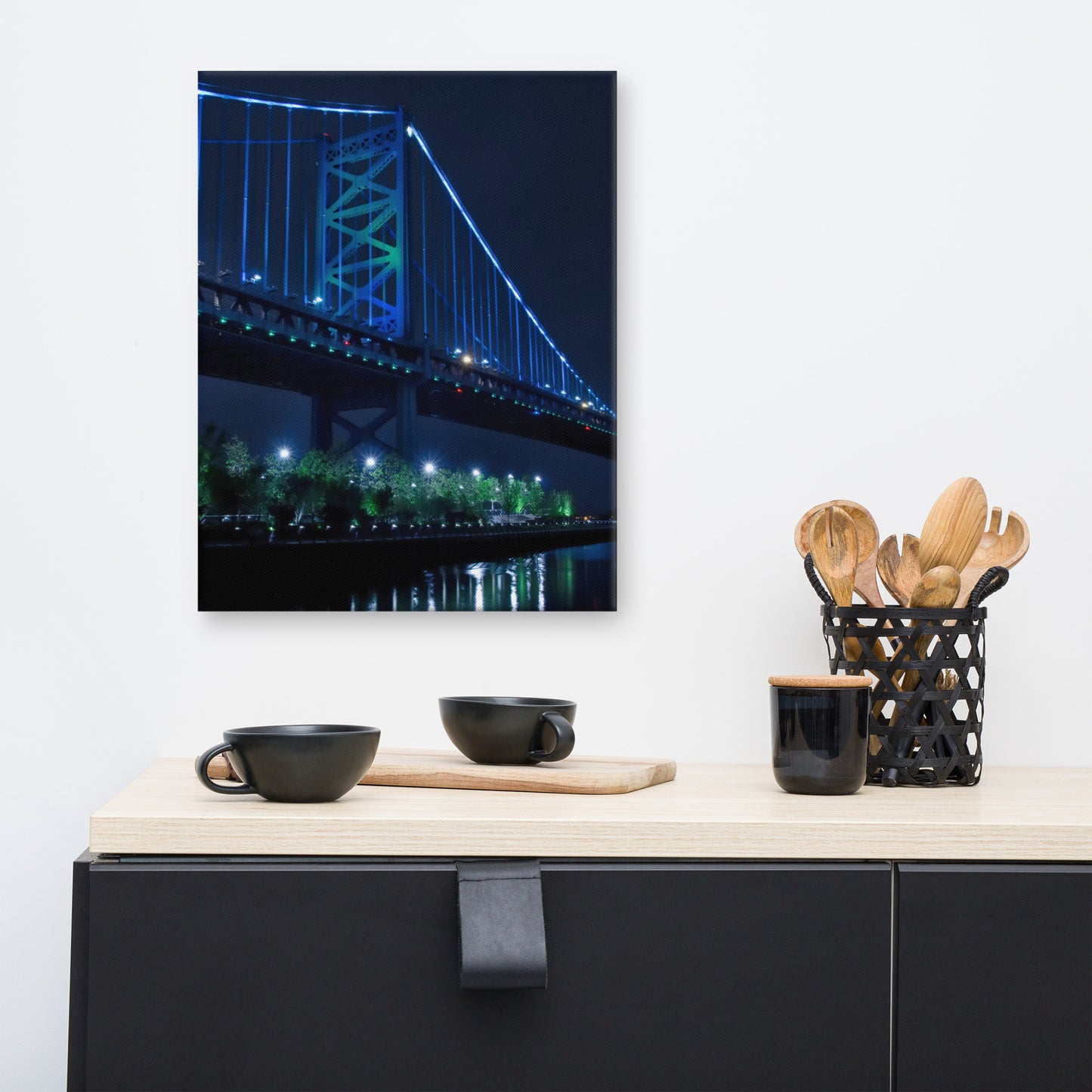 The Ben Franklin Bridge 3 Urban Landscape Traditional Canvas Wall Art Print