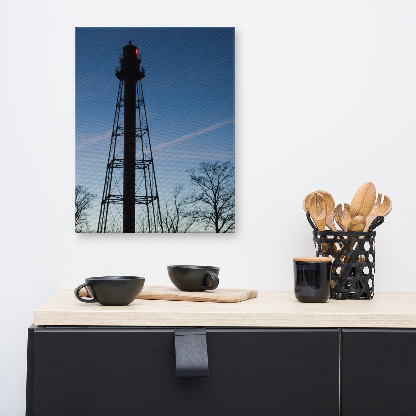 Reedy Point Rear Lighthouse Silhouette Urban Landscape Traditional Canvas Wall Art Print