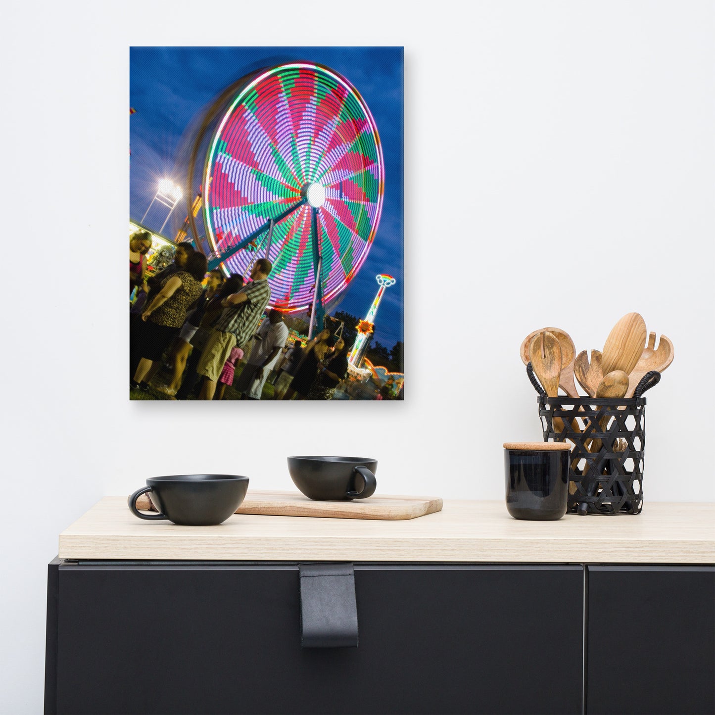 Ferris Wheel 1 Urban Landscape Traditional Canvas Wall Art Print