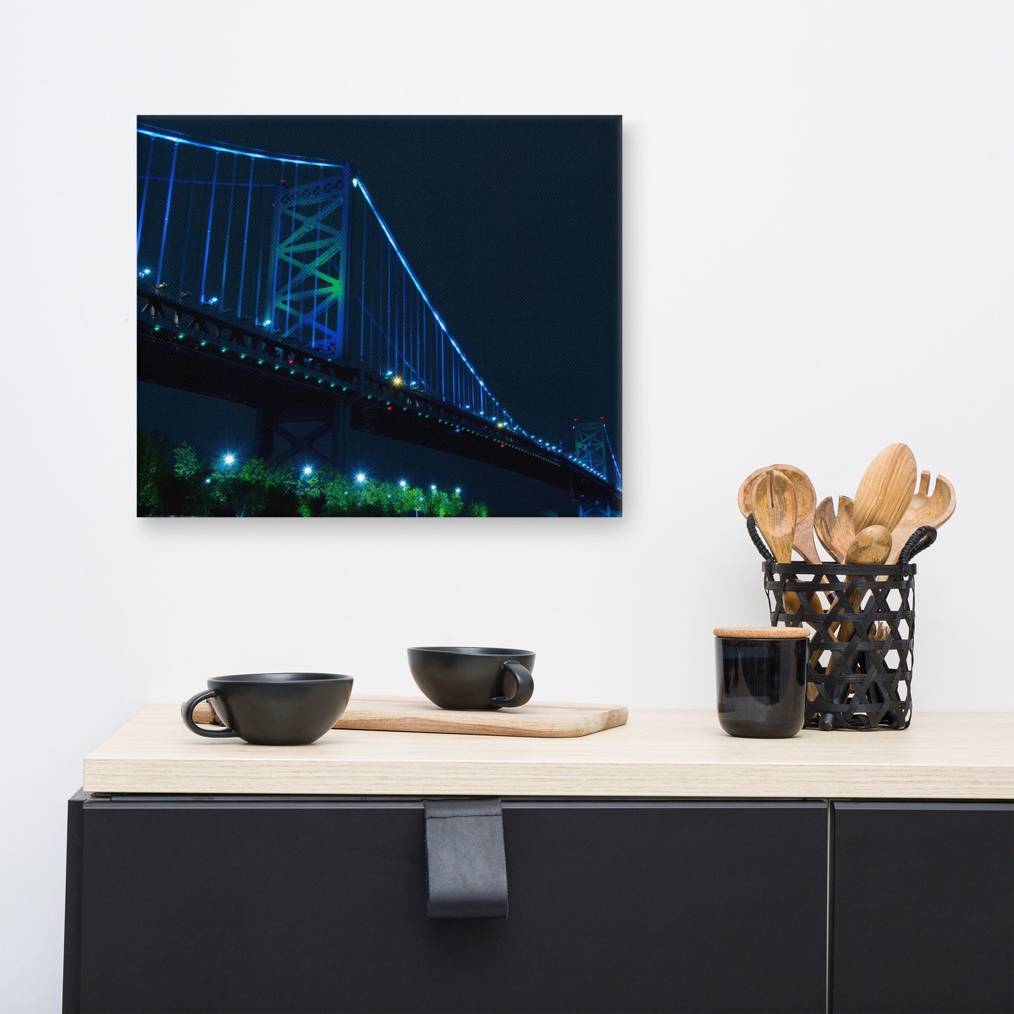 Ben Franklin Bridge Urban Landscape Traditional Canvas Wall Art Print