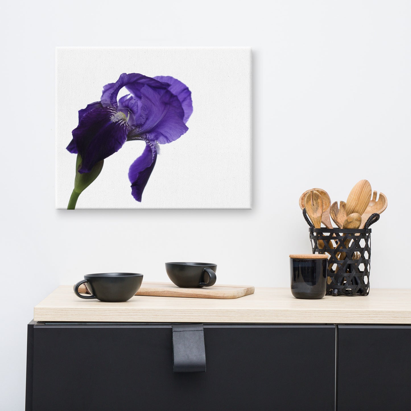 Iris On White Floral Botanical Nature Photo Canvas Wall Art Prints