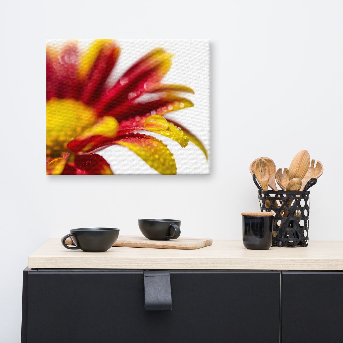 Water Droplets On Mum Petals Floral Botanical Nature Photo Canvas Wall Art Prints