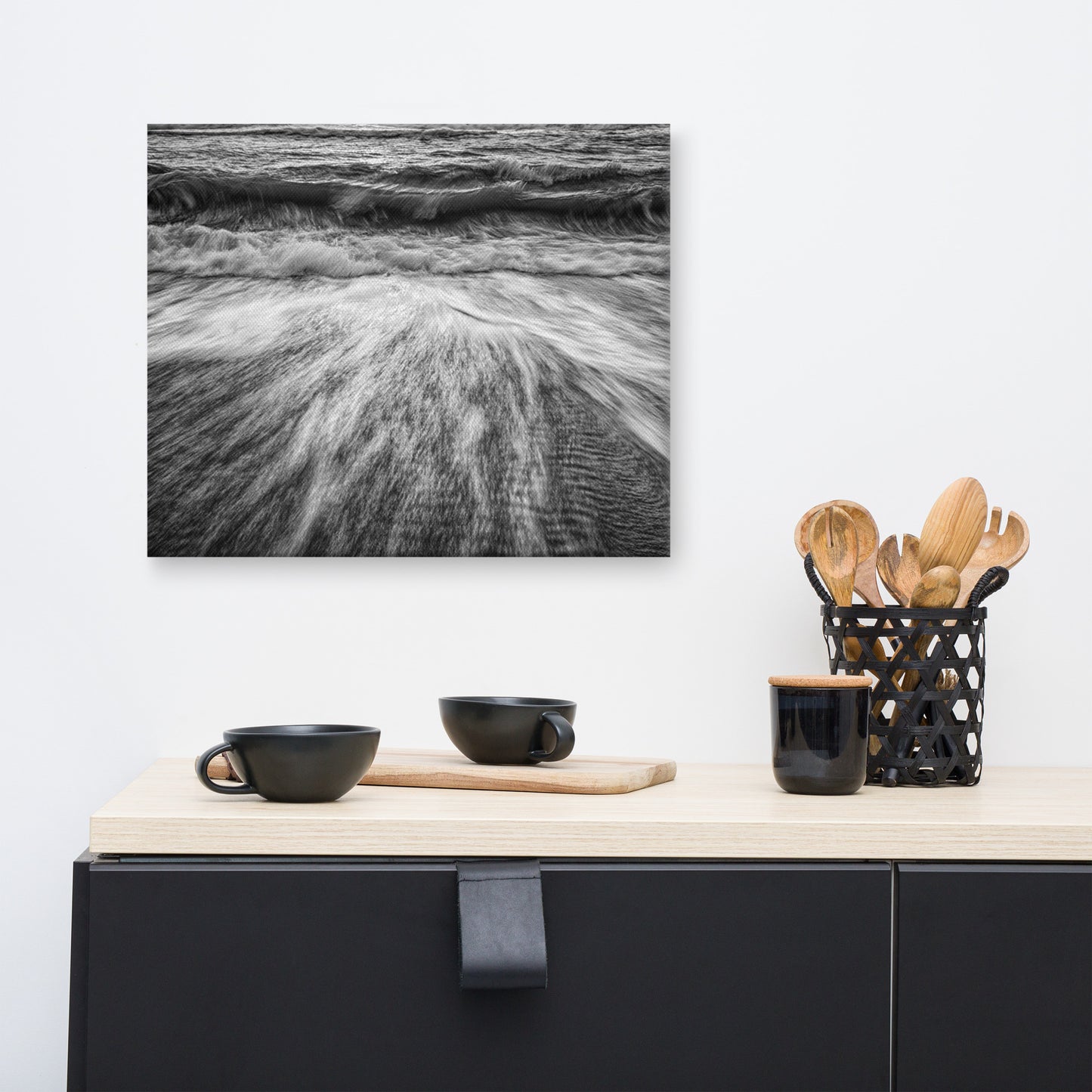 Washing Out to Sea Black and White Coastal Nature Photograph Canvas Wall Art Prints