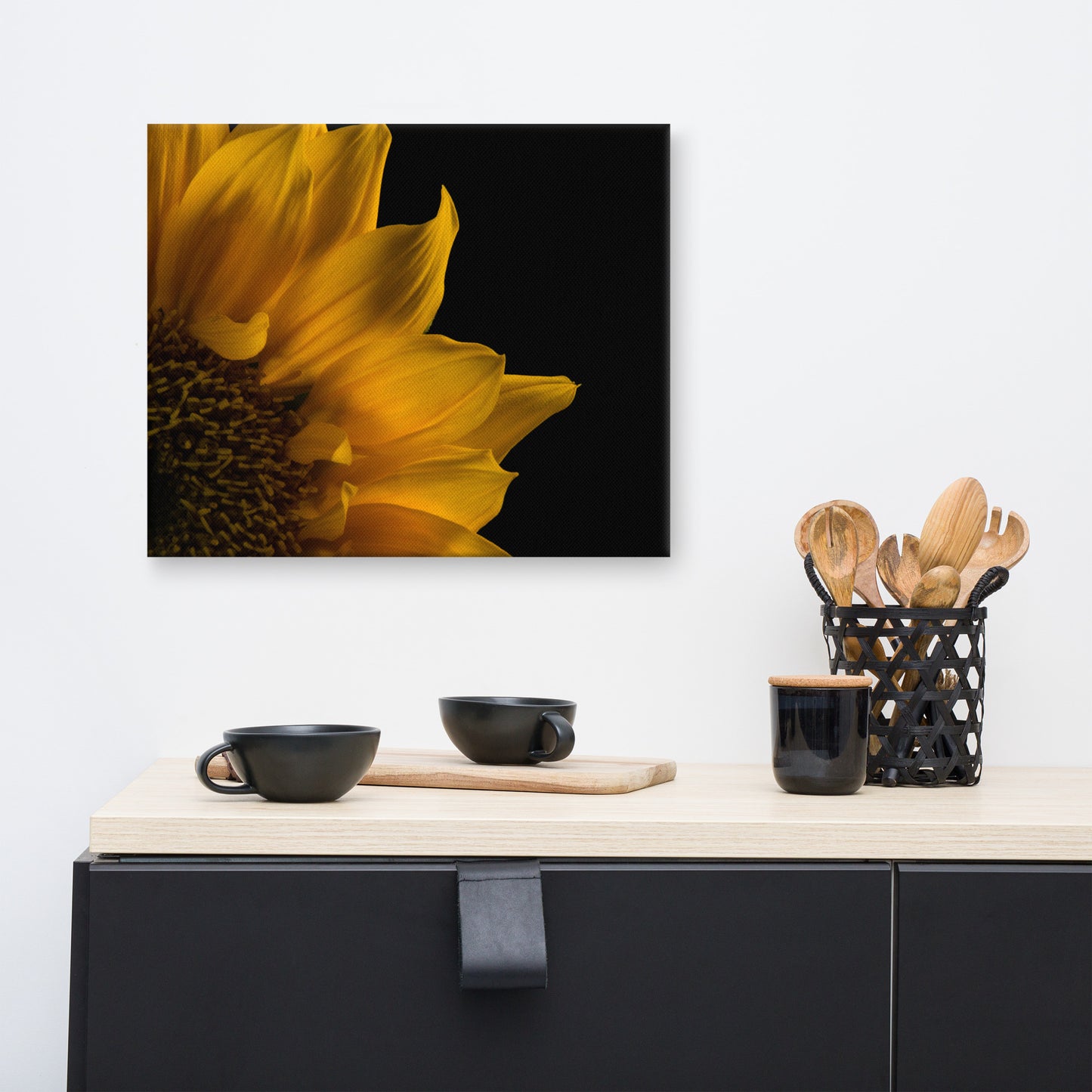 Sunflower in Corner Floral Botanical Nature Photo Canvas Wall Art Prints