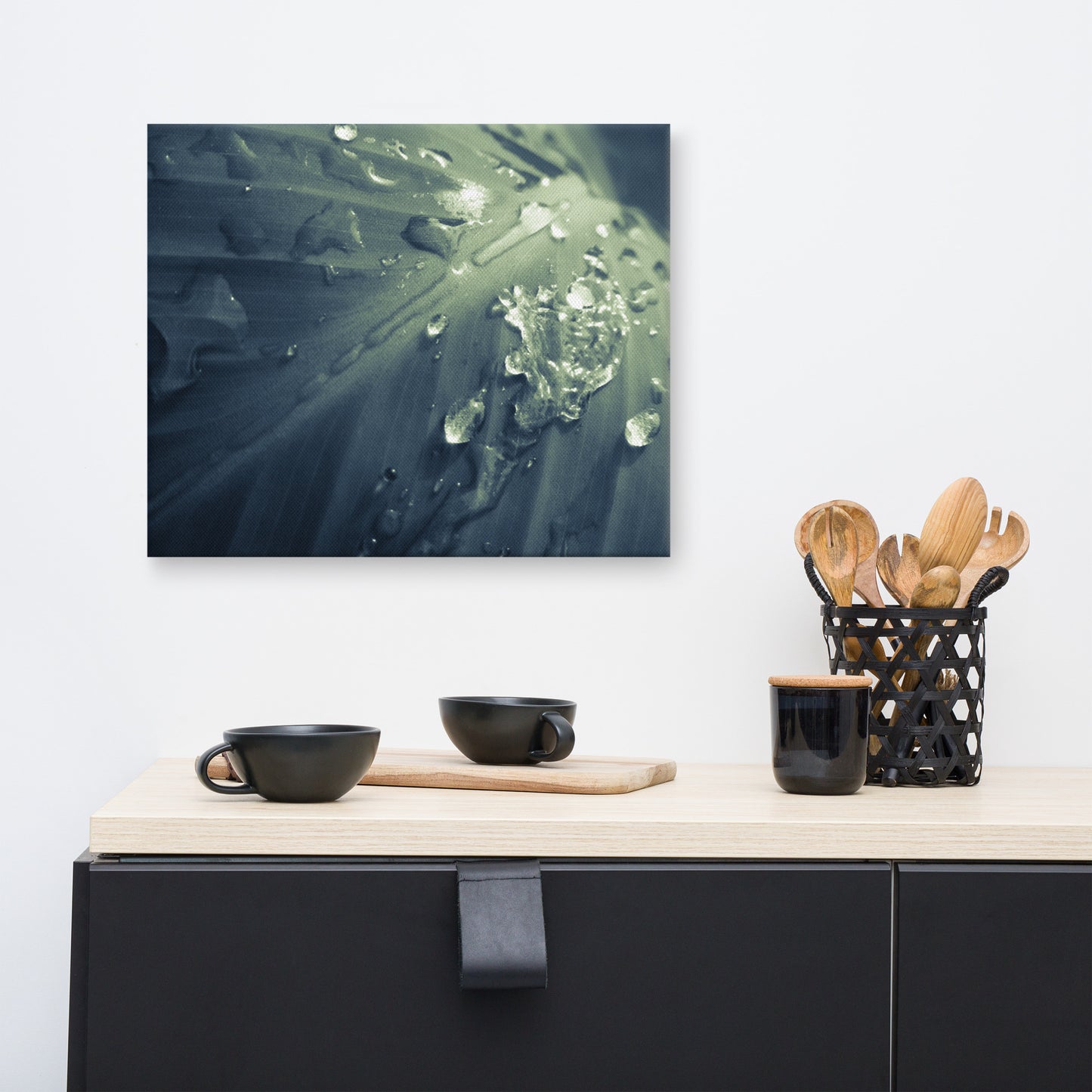 Rain Dropping on Canna Leaf Botanical Nature Photograph Canvas Wall Art Prints