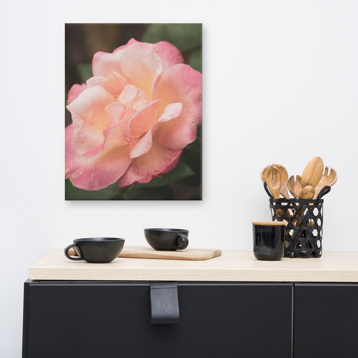 Pink and White Softened Rose Floral Botanical Nature Photo Canvas Wall Art Prints