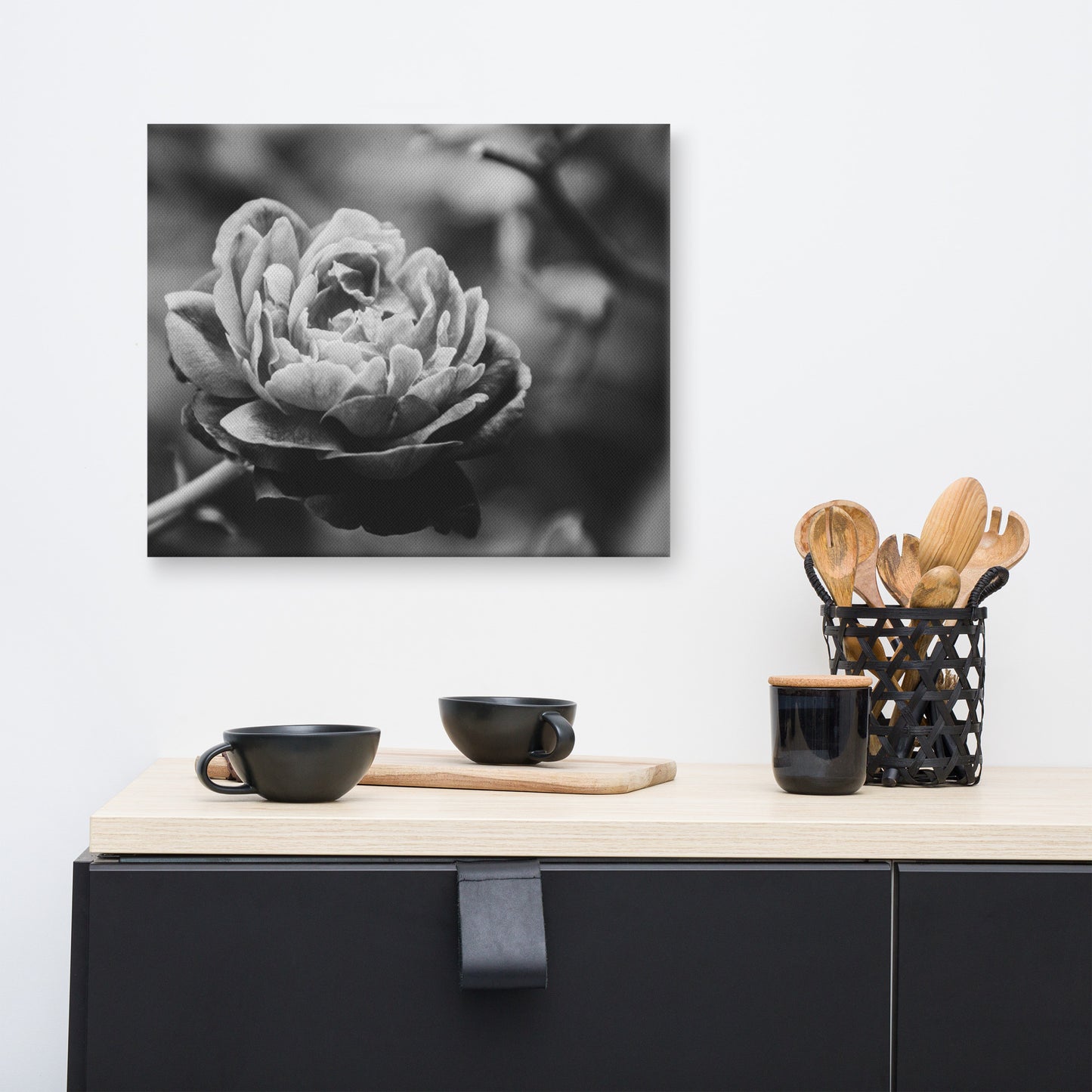 Perfect Petals High Contrast Black and White Floral Botanical Nature Photo Canvas Wall Art Prints