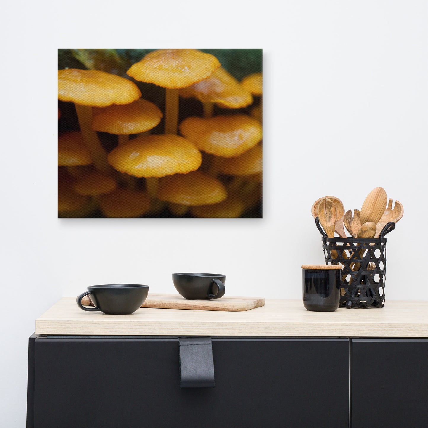 Mushroom Family Rustic Botanical Nature Photograph Canvas Wall Art Prints
