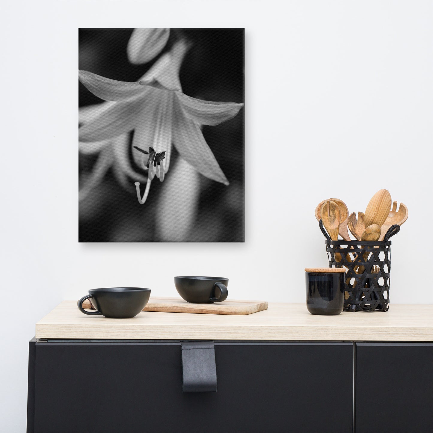 Hosta Bloom Black and White Floral Botanical Nature Photo Canvas Wall Art Prints