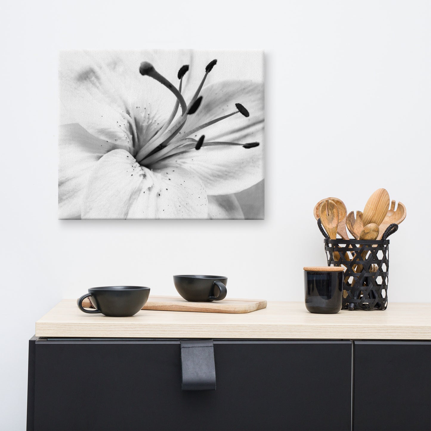 High Key Lily Black and White Floral Botanical Nature Photo Canvas Wall Art Prints