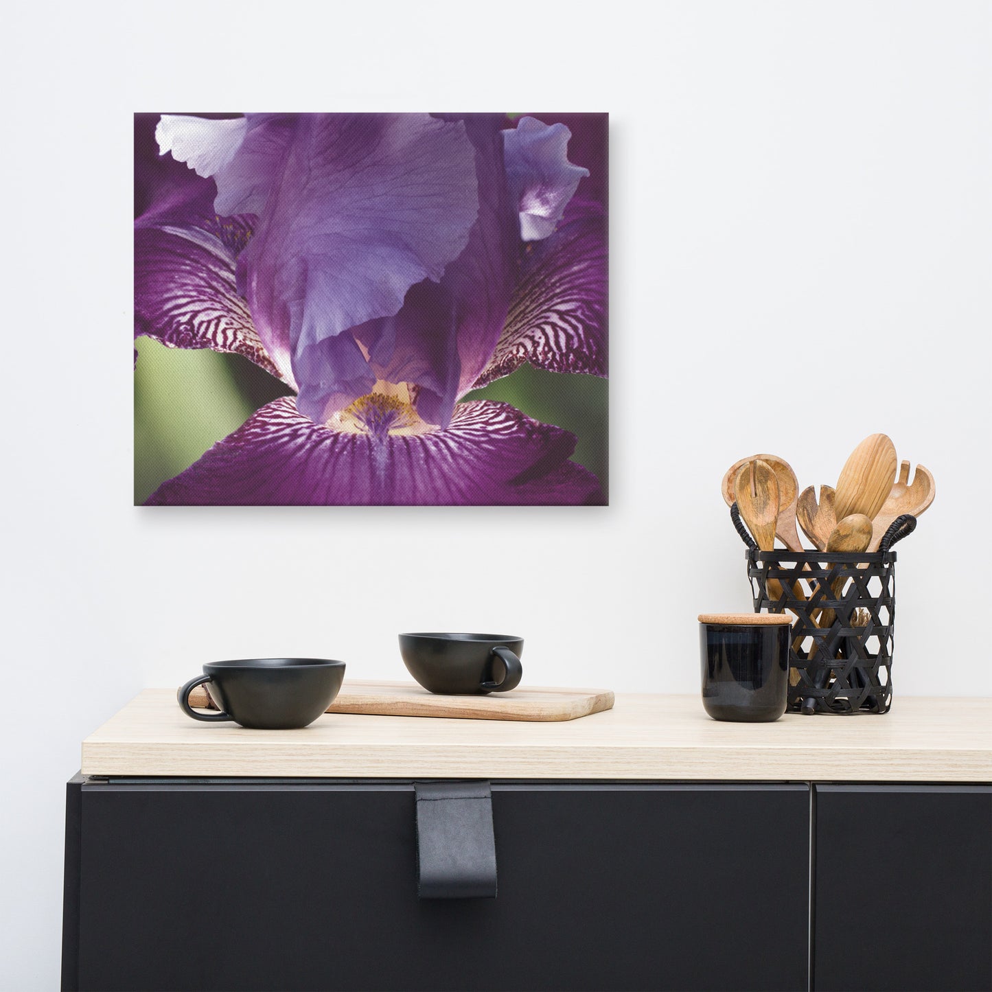 Glowing Iris Moody Midnight Floral Botanical Nature Photo Canvas Wall Art Prints
