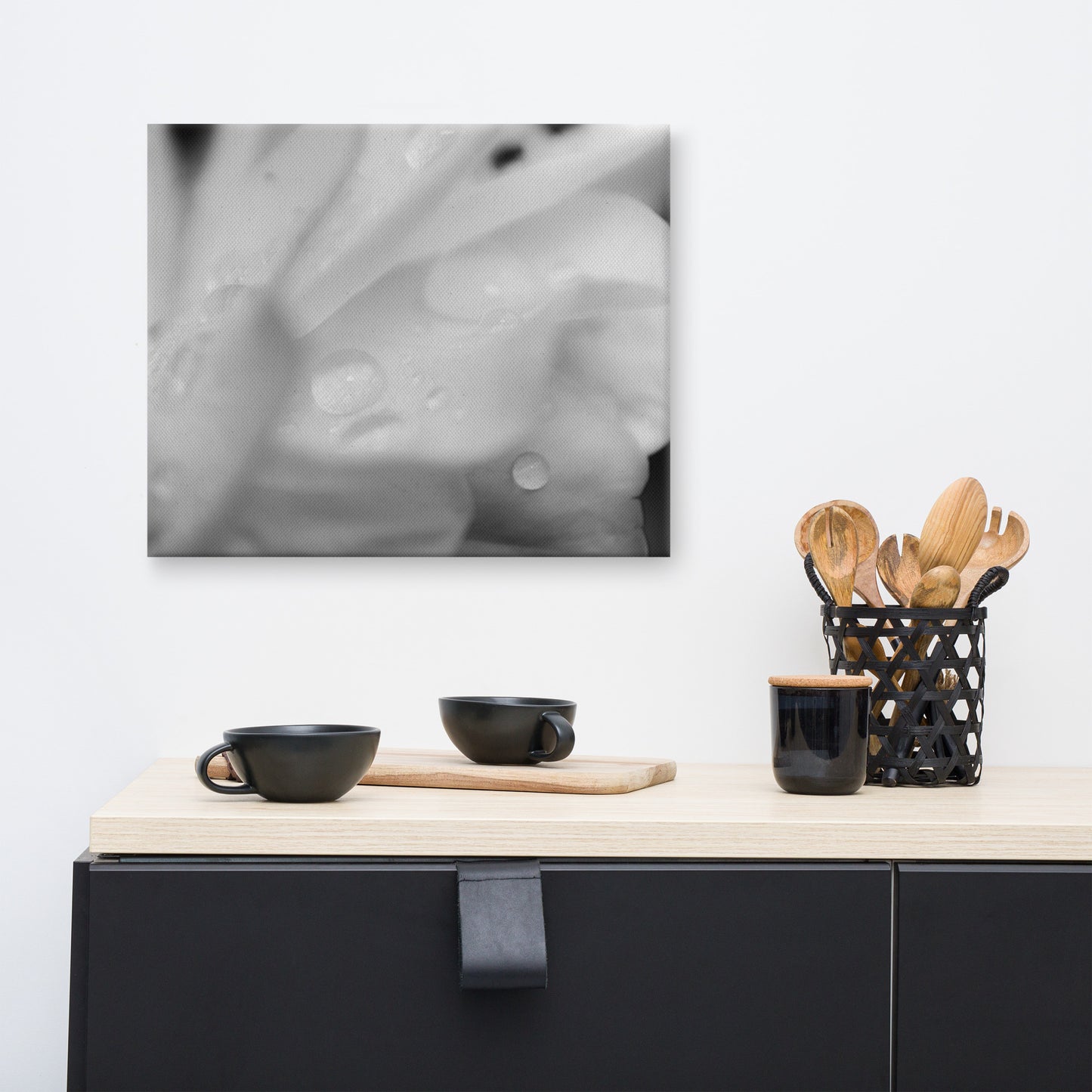 Delicate Rose Petals Black and White Floral Botanical Nature Photo Canvas Wall Art Prints
