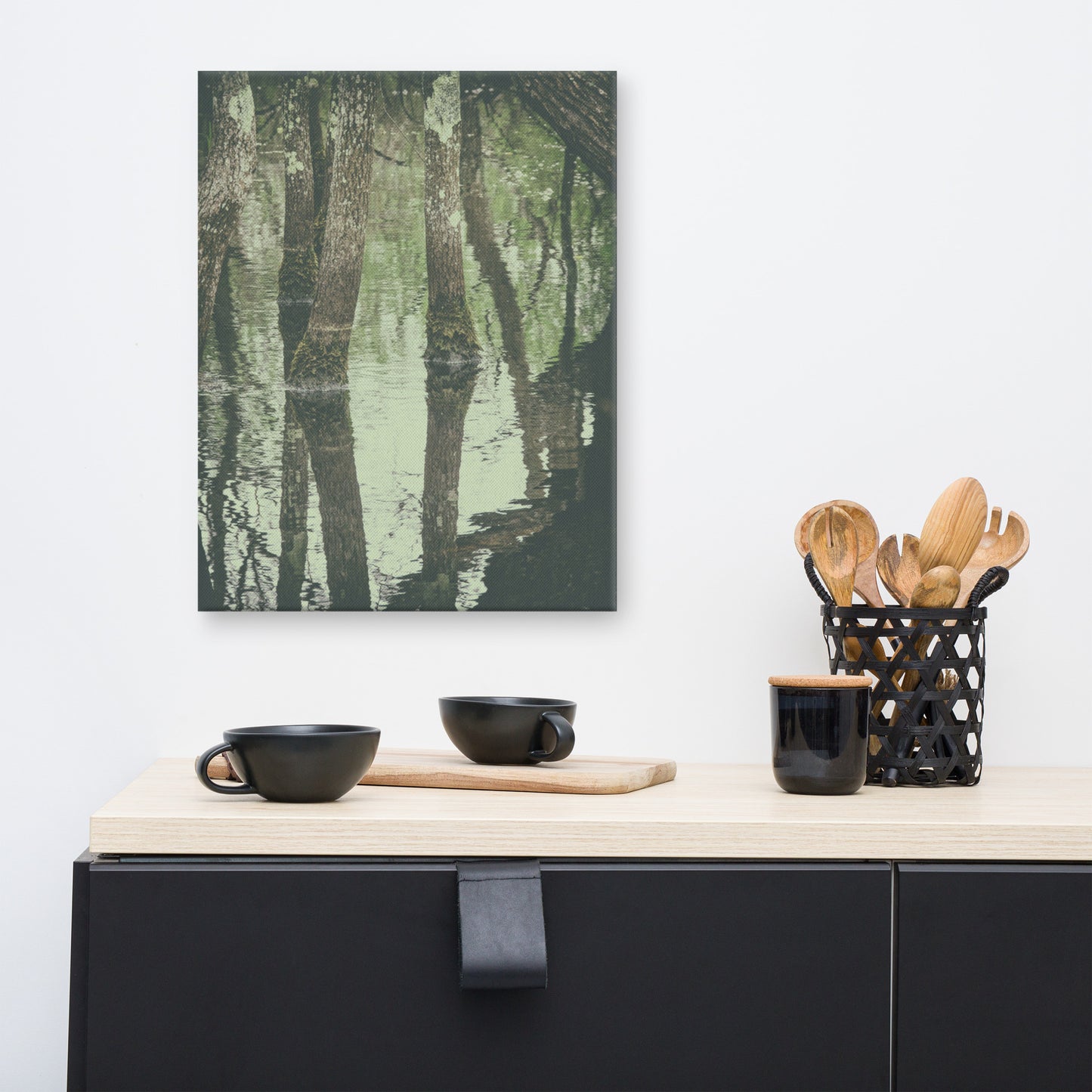 Early Spring Reflections on the Marsh Botanical Nature Canvas Wall Art Prints