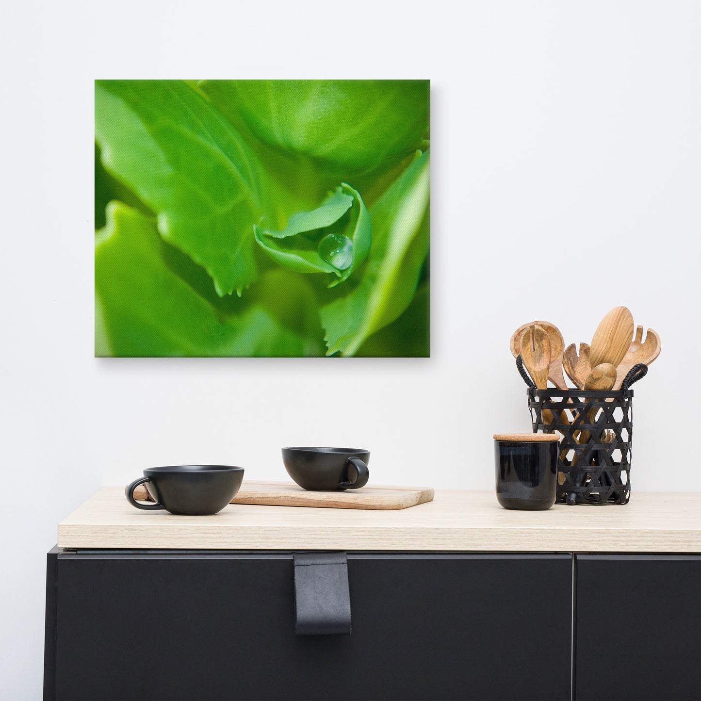 Cupped Droplet Minimal Botanical Nature Photograph Canvas Wall Art Prints
