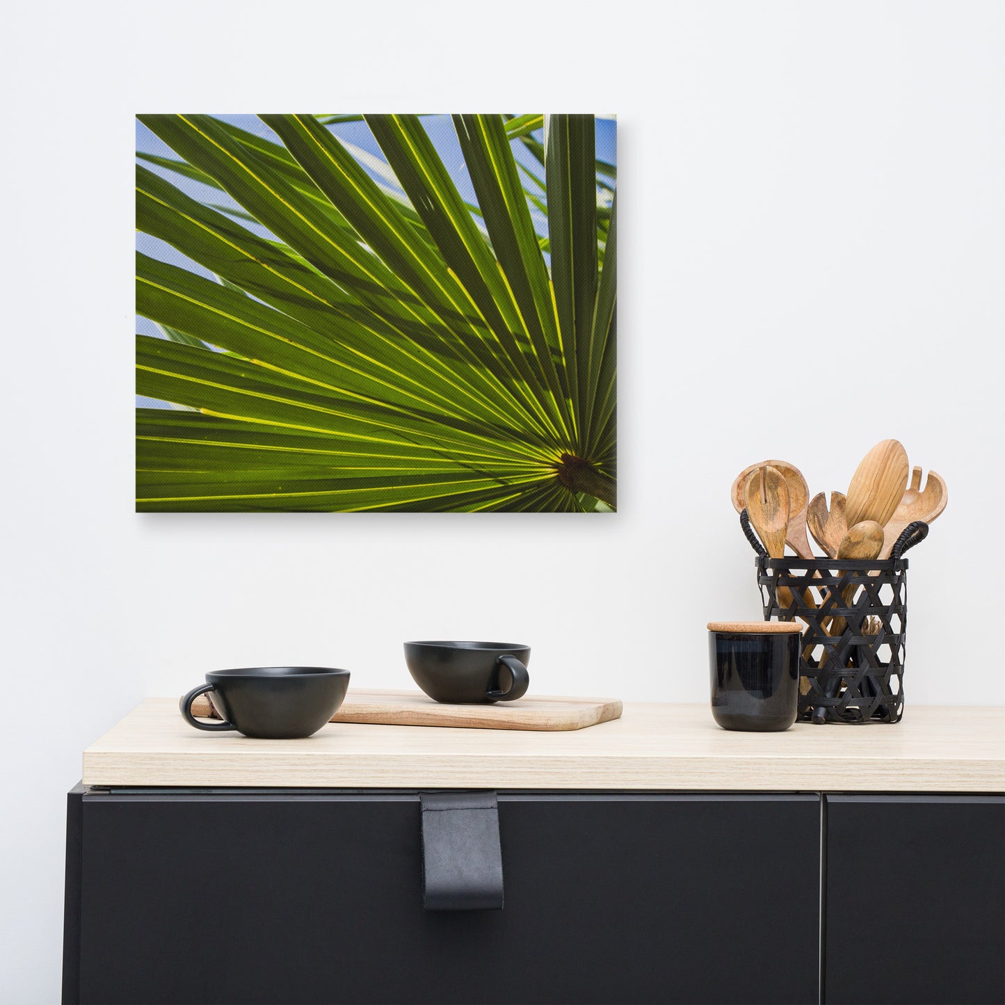 Colorized Wide Palm Leaves Botanical Nature Canvas Wall Art Prints