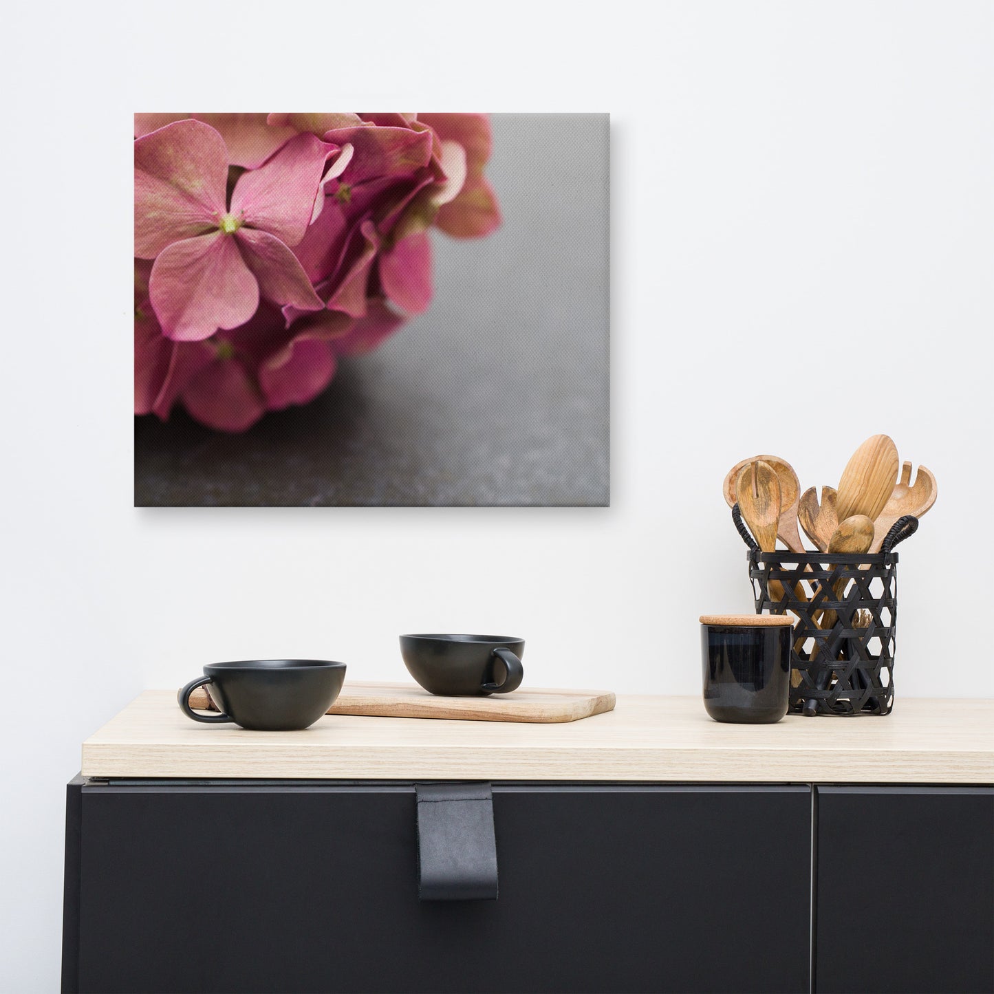 Close-Up Hydrangea on Slate Floral Botanical Nature Photograph Canvas Wall Art Prints