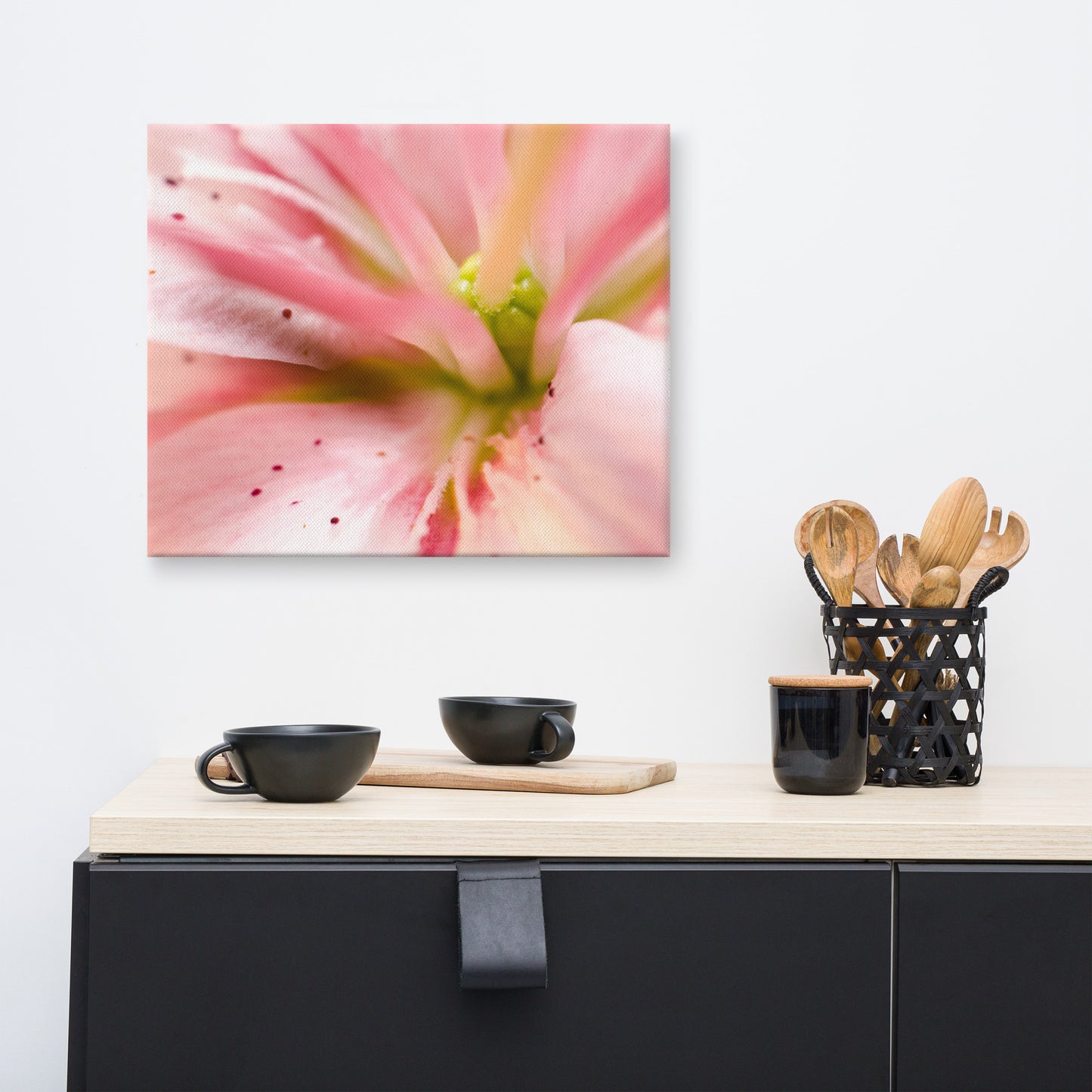 Center of the Stargazer Lily Floral Botanical Nature Photograph Canvas Wall Art Prints