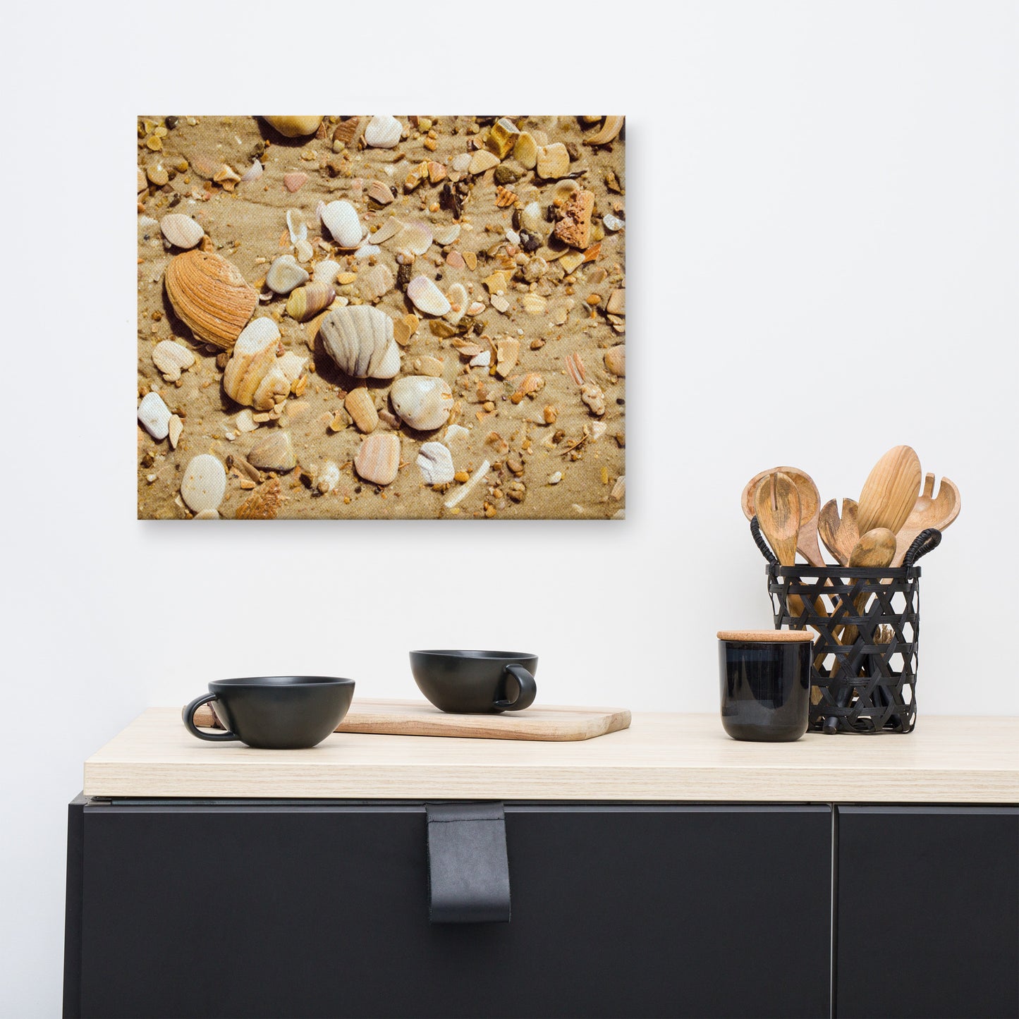 Broken Seashells and Sand Coastal Nature Canvas Wall Art Prints