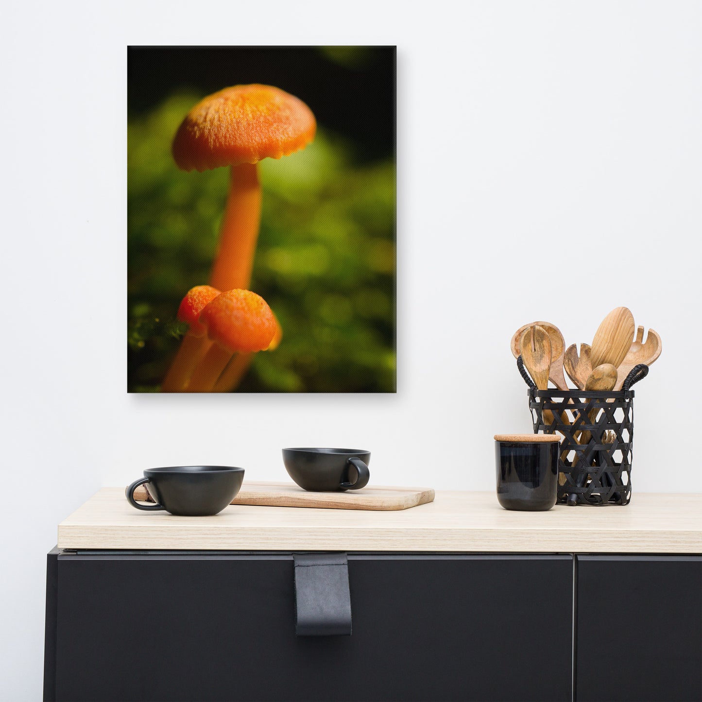 Button Top Mushrooms Rustic Botanical Nature Photo Canvas Wall Art Prints
